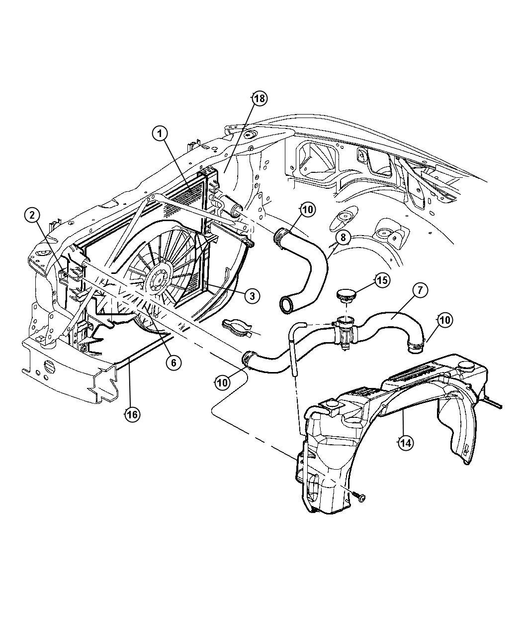 Diagram Radiator And Related Parts 4.7L Engine. for your Dodge Dakota  