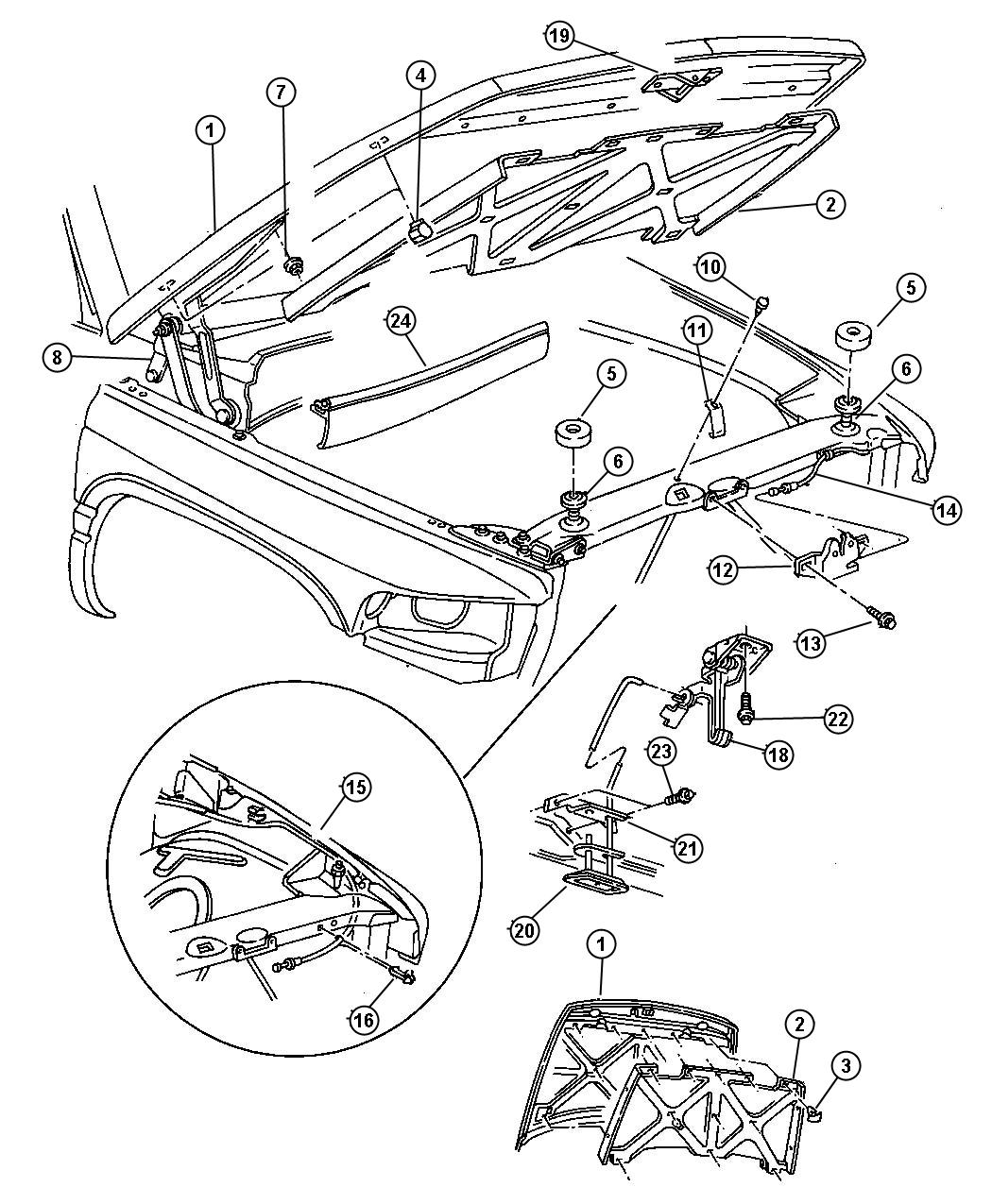 Hood and Hood Release. Diagram