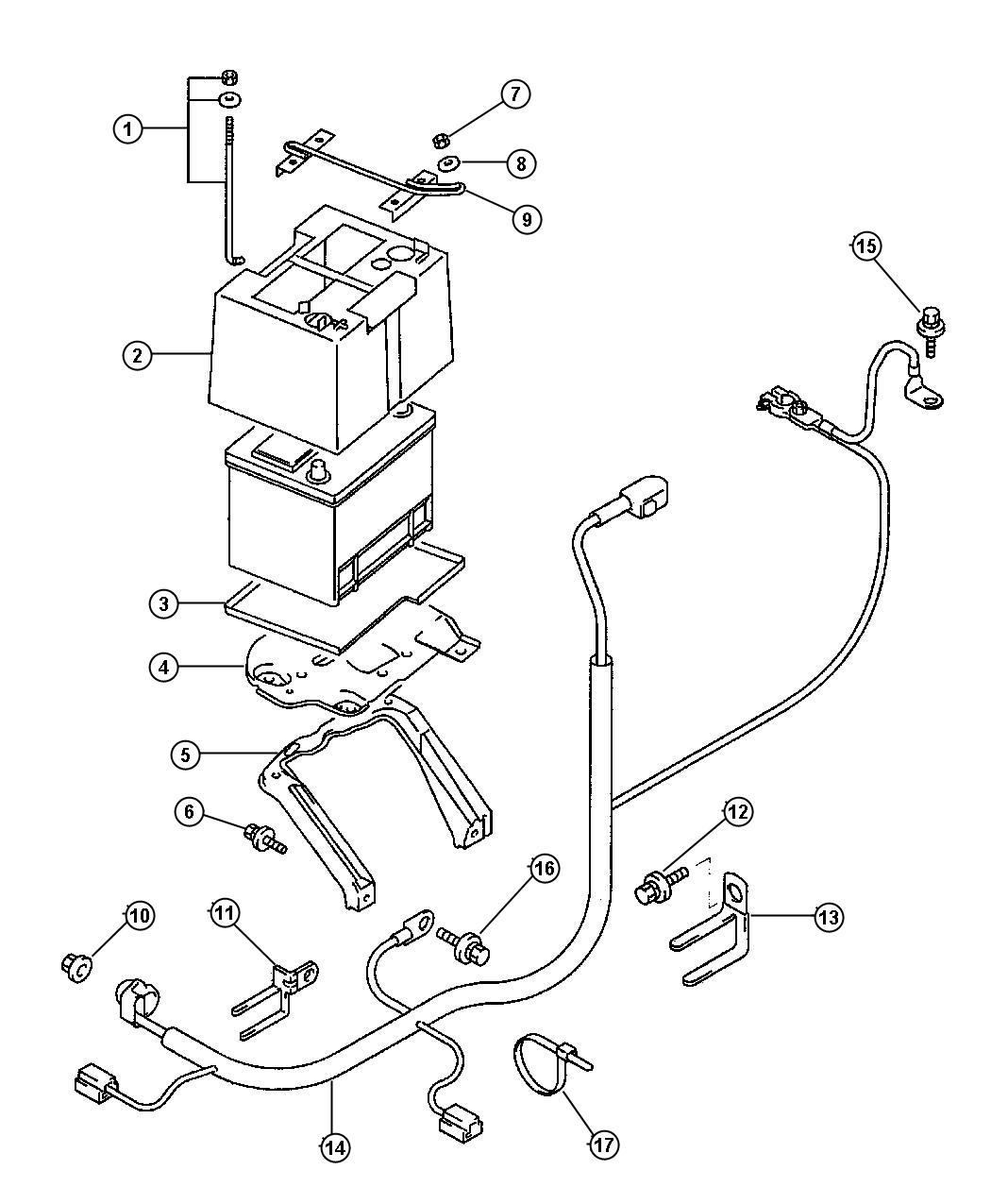 Battery Tray and Cables. Diagram