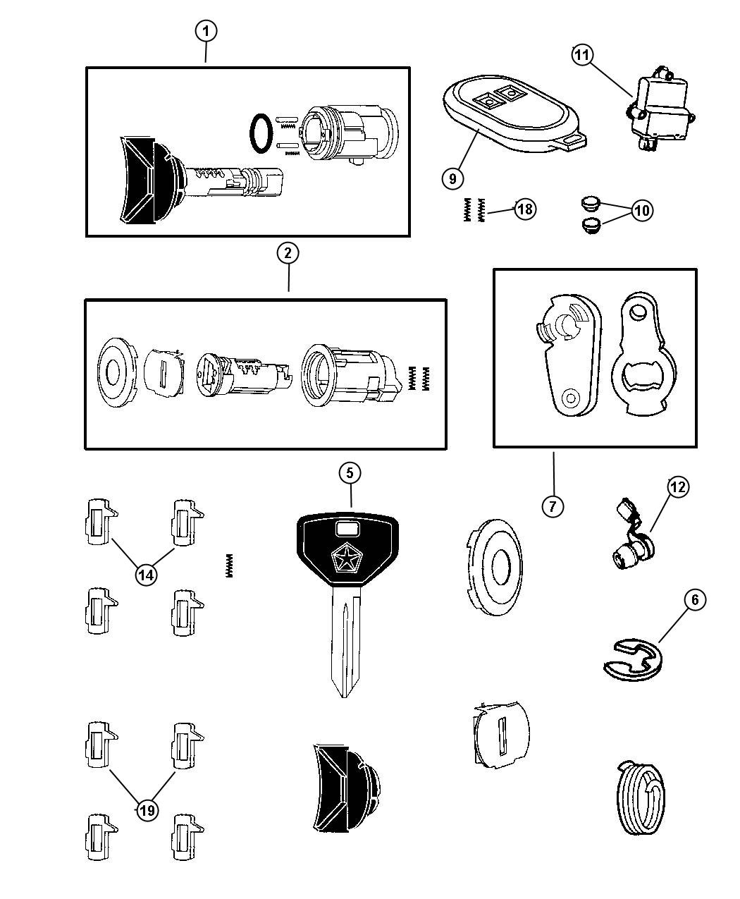 Lock Cylinders and Components. Diagram