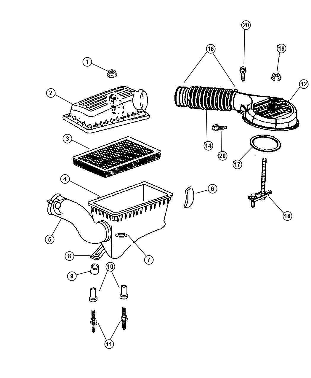 Diagram Air Cleaner. for your 2001 Chrysler 300  M 