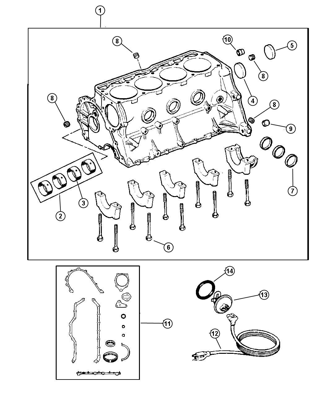 Diagram Cylinder Block. for your Dodge Dakota  