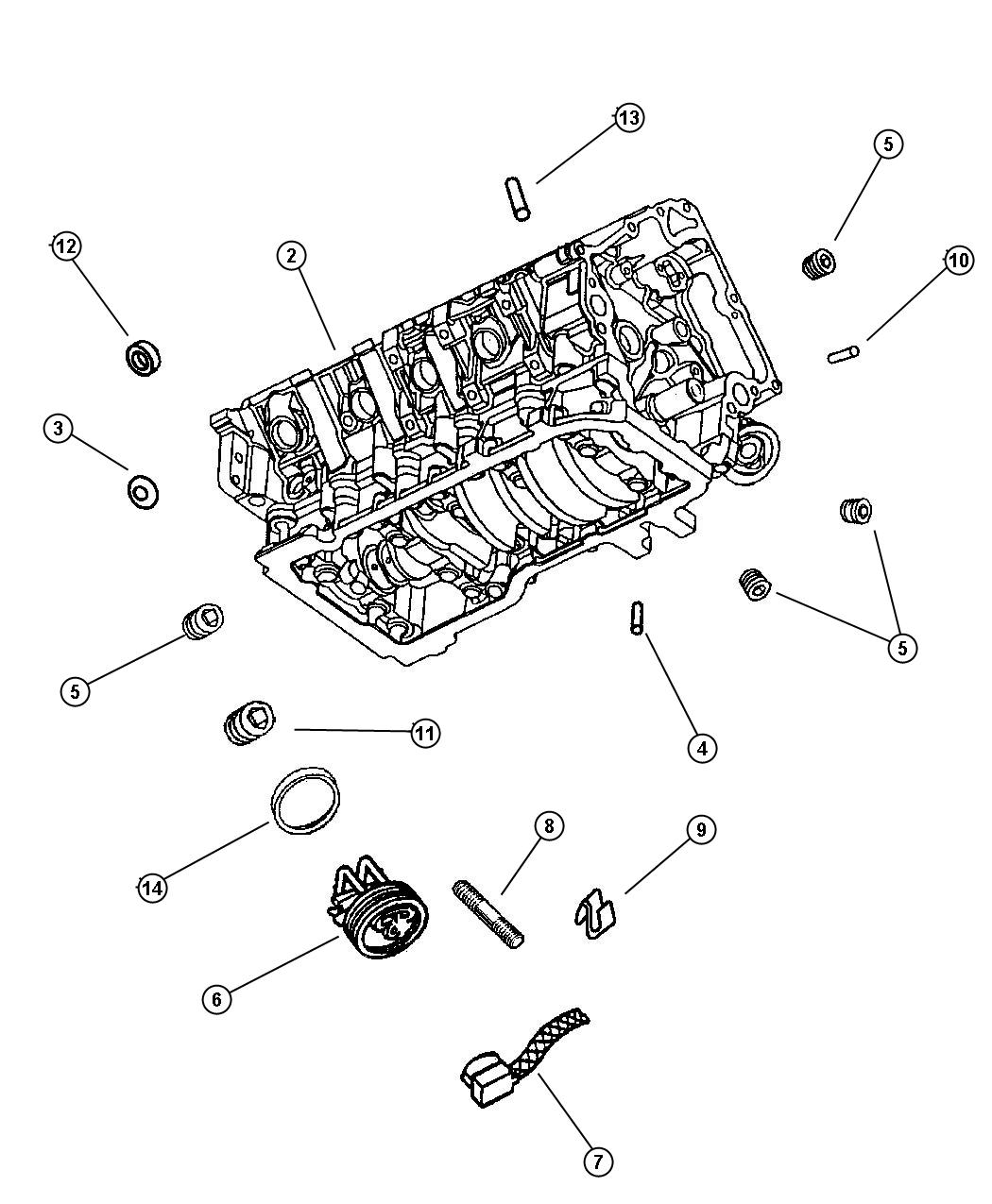 Diagram Cylinder Block. for your Dodge Dakota  