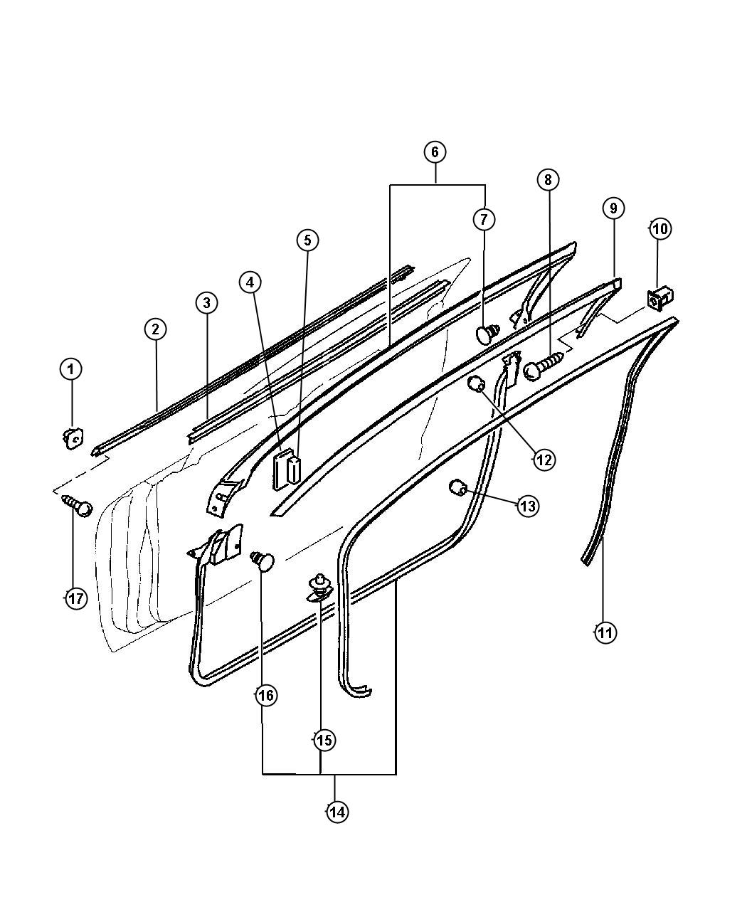 Diagram Front Door Weatherstip. for your Chrysler 300 M 