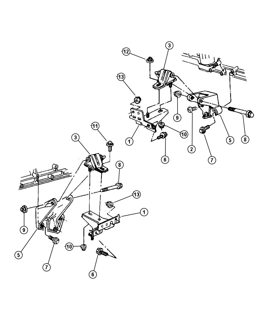 Engine Mounting, Front. Diagram