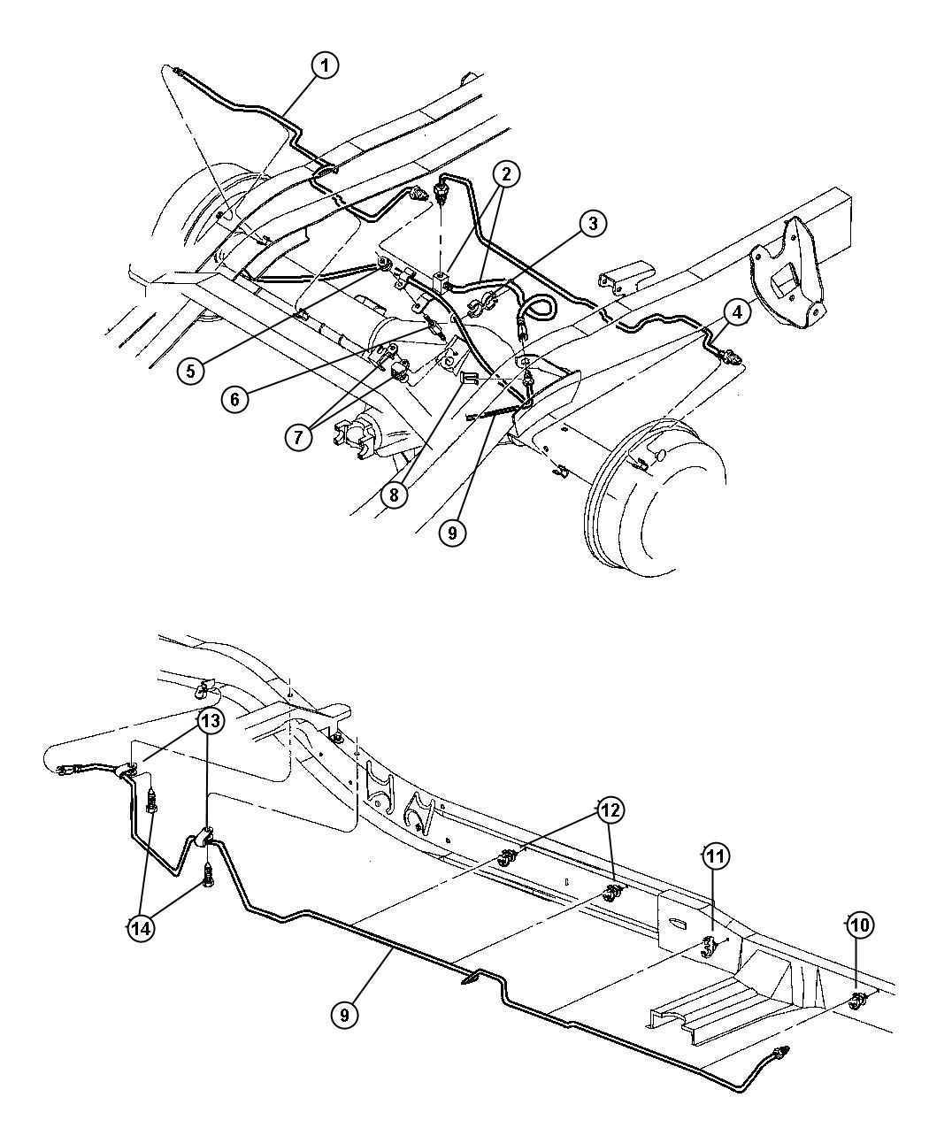 Diagram Lines and Hoses,Rear and Chassis. for your Dodge Dakota  