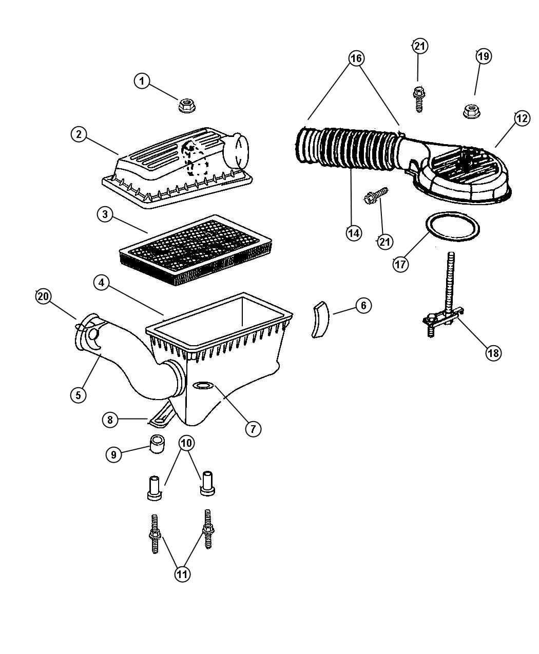 Diagram Air Cleaner. for your 2001 Chrysler 300  M 