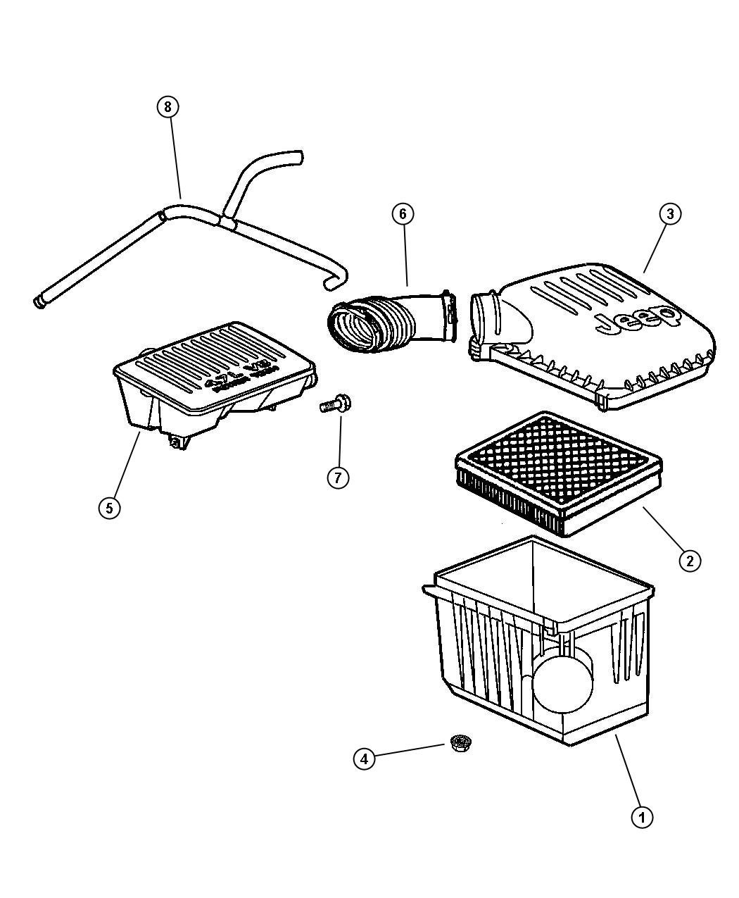 Diagram Air Cleaner. for your Jeep Grand Cherokee  