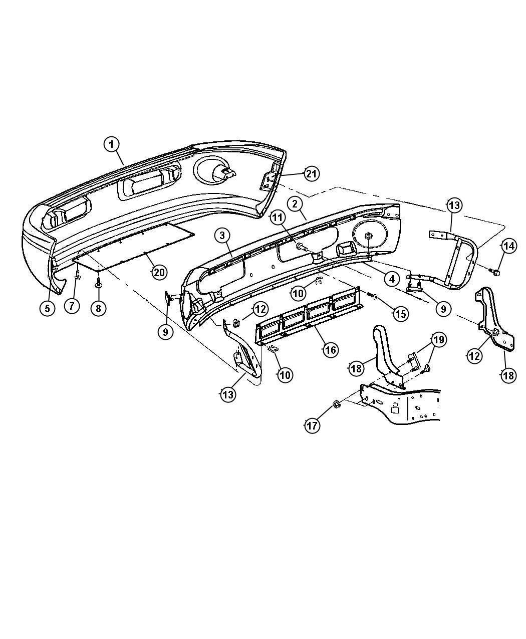 Diagram Bumper, Front, Sport. for your 1998 Dodge Ram 1500   