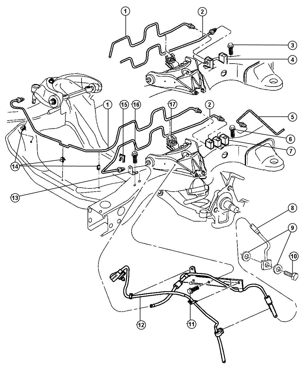 Diagram Lines and Hoses,Front,with RWAL and AWAL DN1. for your Chrysler 300  M