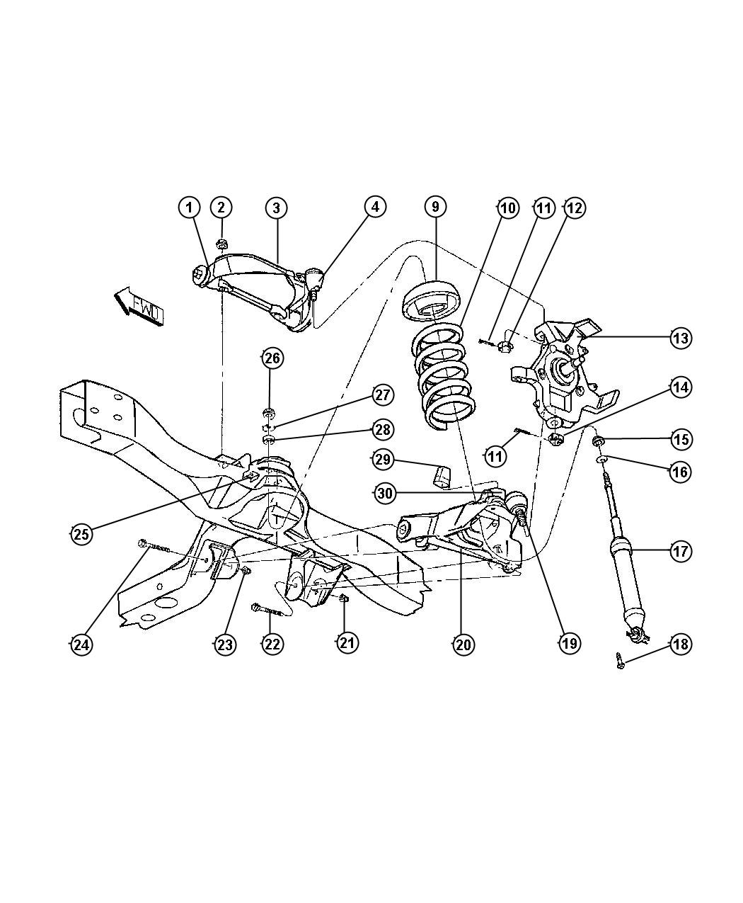 Diagram Suspension,Front,Control Arms,Springs,Shocks,Knuckles-AN 1. for your 2004 Chrysler 300  M 