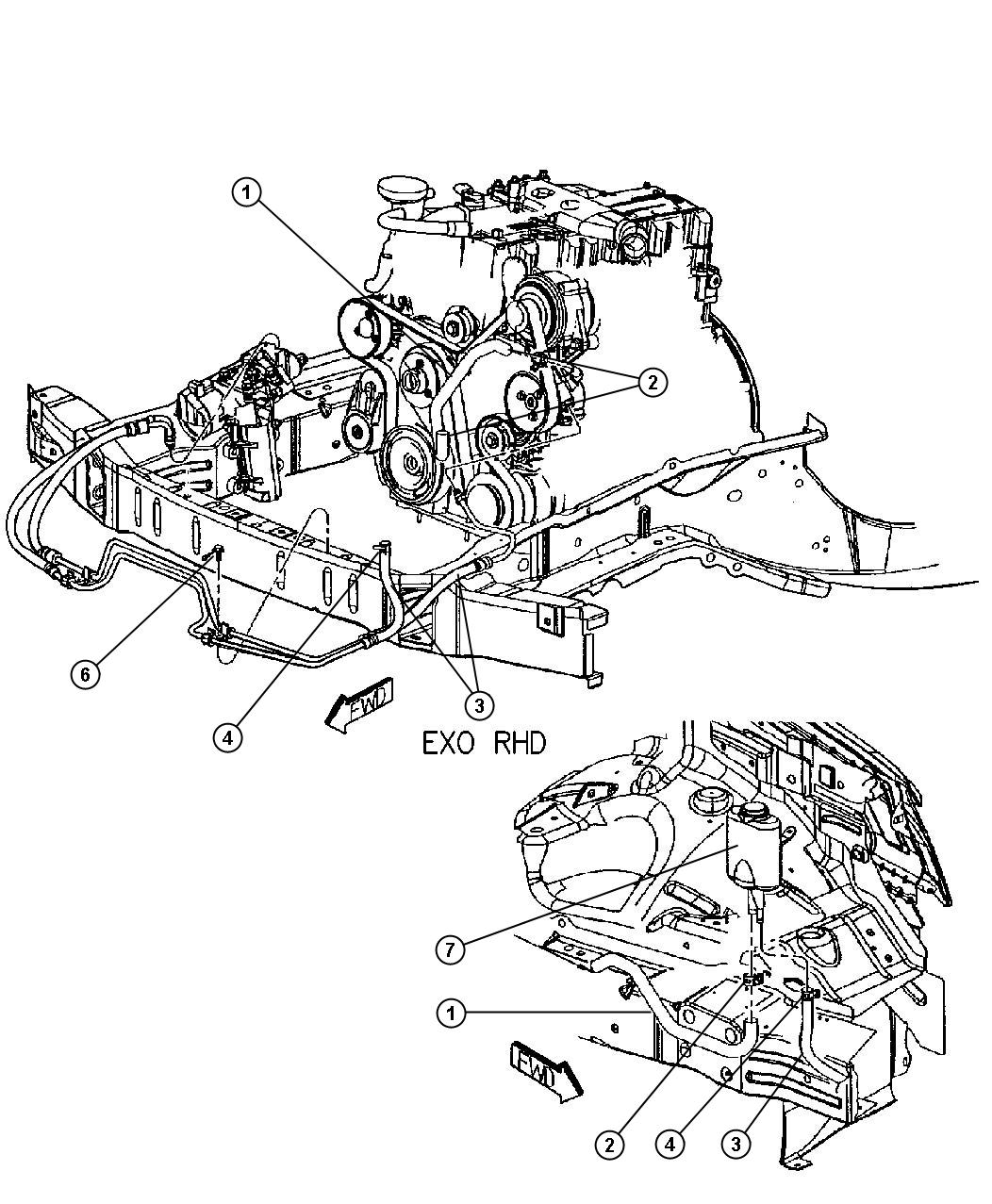 Diagram Power Steering Hoses-Diesel-Right Hand Drive. for your 2006 Dodge Caravan   