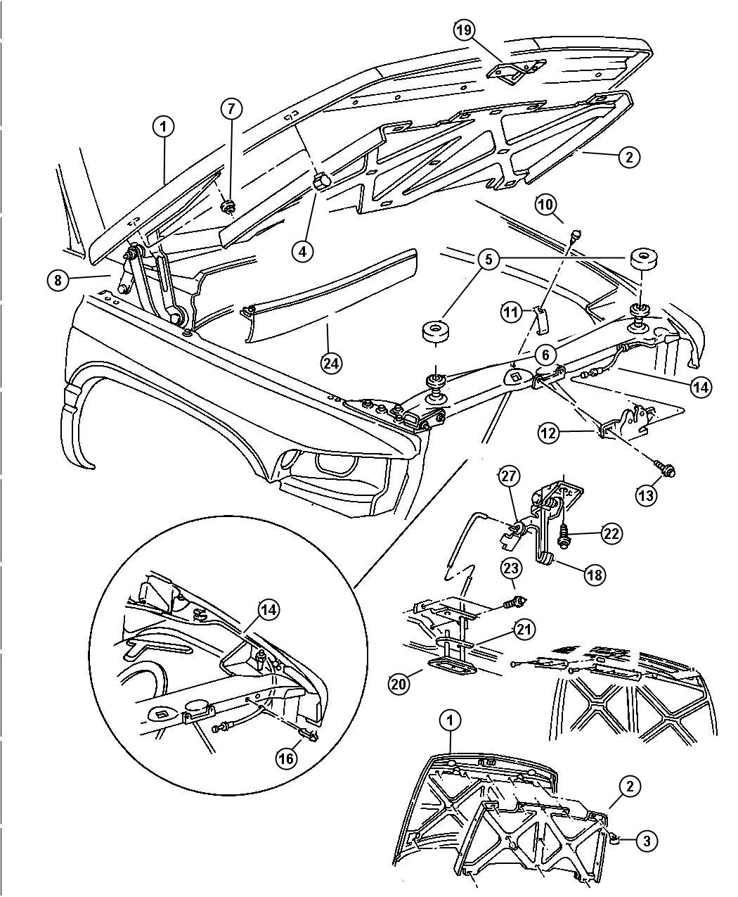 Hood And Hood Release. Diagram