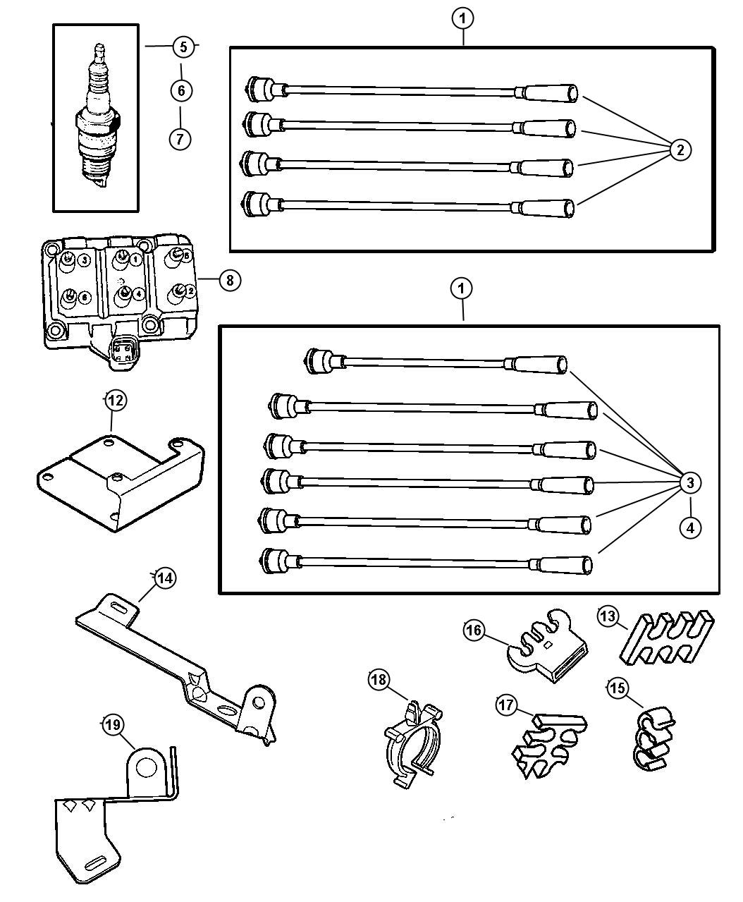 Diagram Spark Plugs--cables--coils. for your Dodge Grand Caravan  