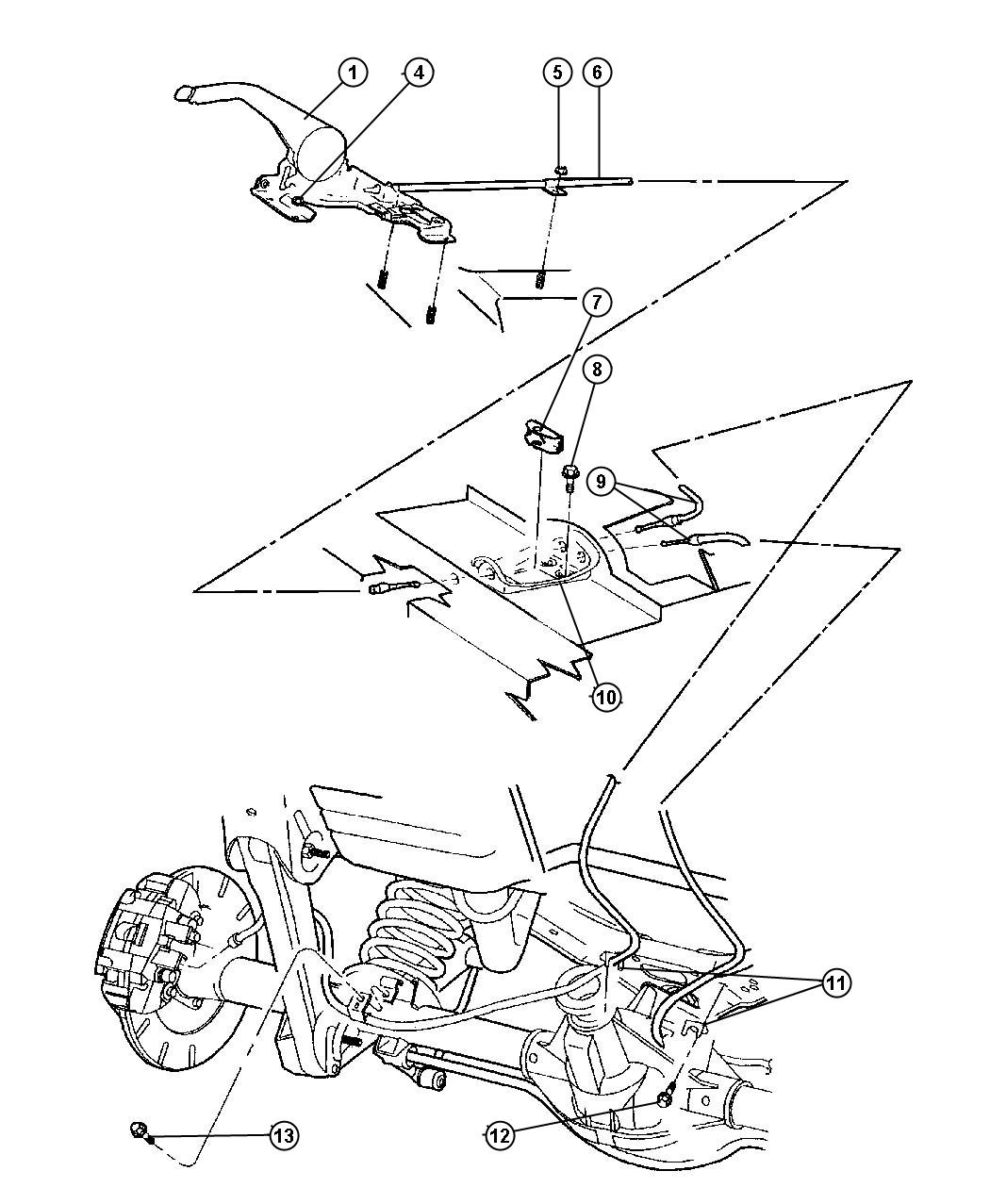 Diagram Lever And Cable - Parking Brake. for your Jeep