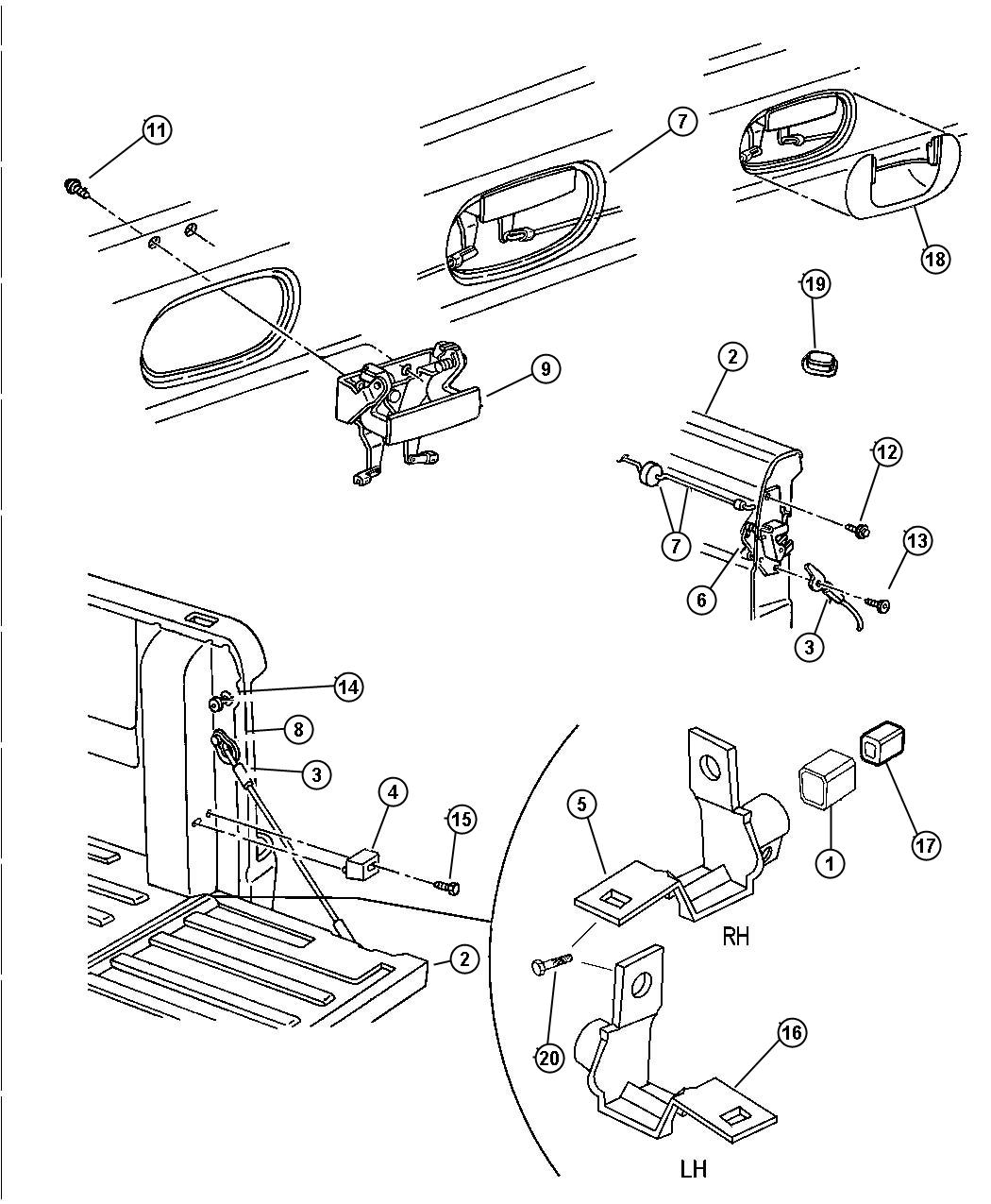 Diagram Tailgate. for your Dodge Ram 1500  