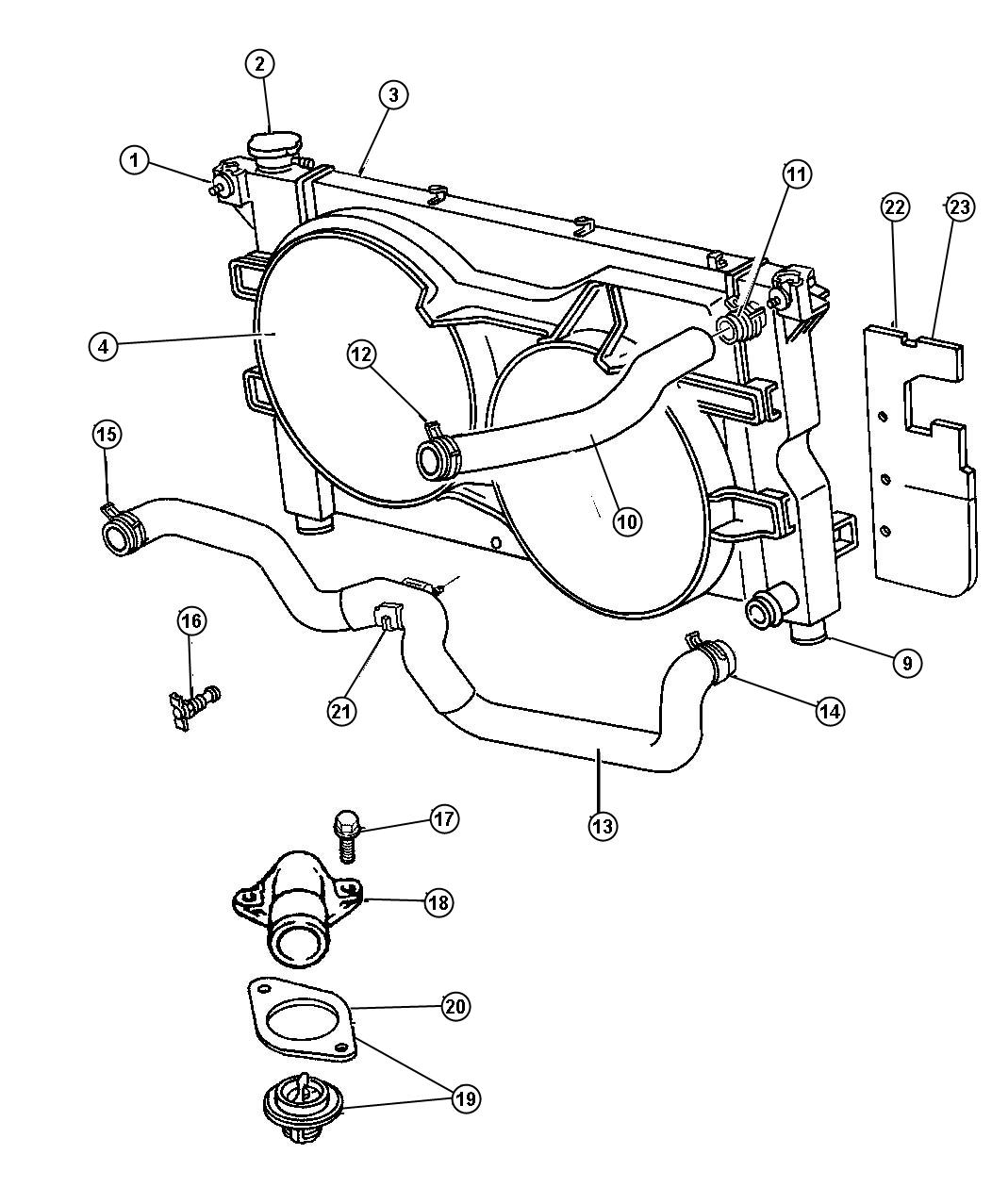 Diagram Radiator And Related Parts 3.0L Engine. for your Chrysler 300  M