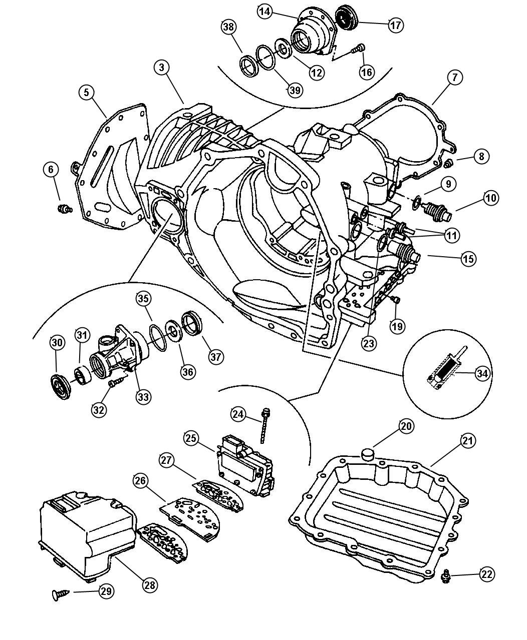 Diagram Case, Extension And Solenoid Automatic Transaxle, 4 Speed. for your Chrysler