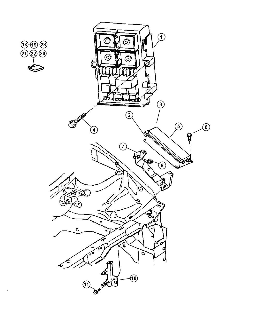 Diagram Power Distribution Center,Junction Box,Relays and Fuses. for your Chrysler