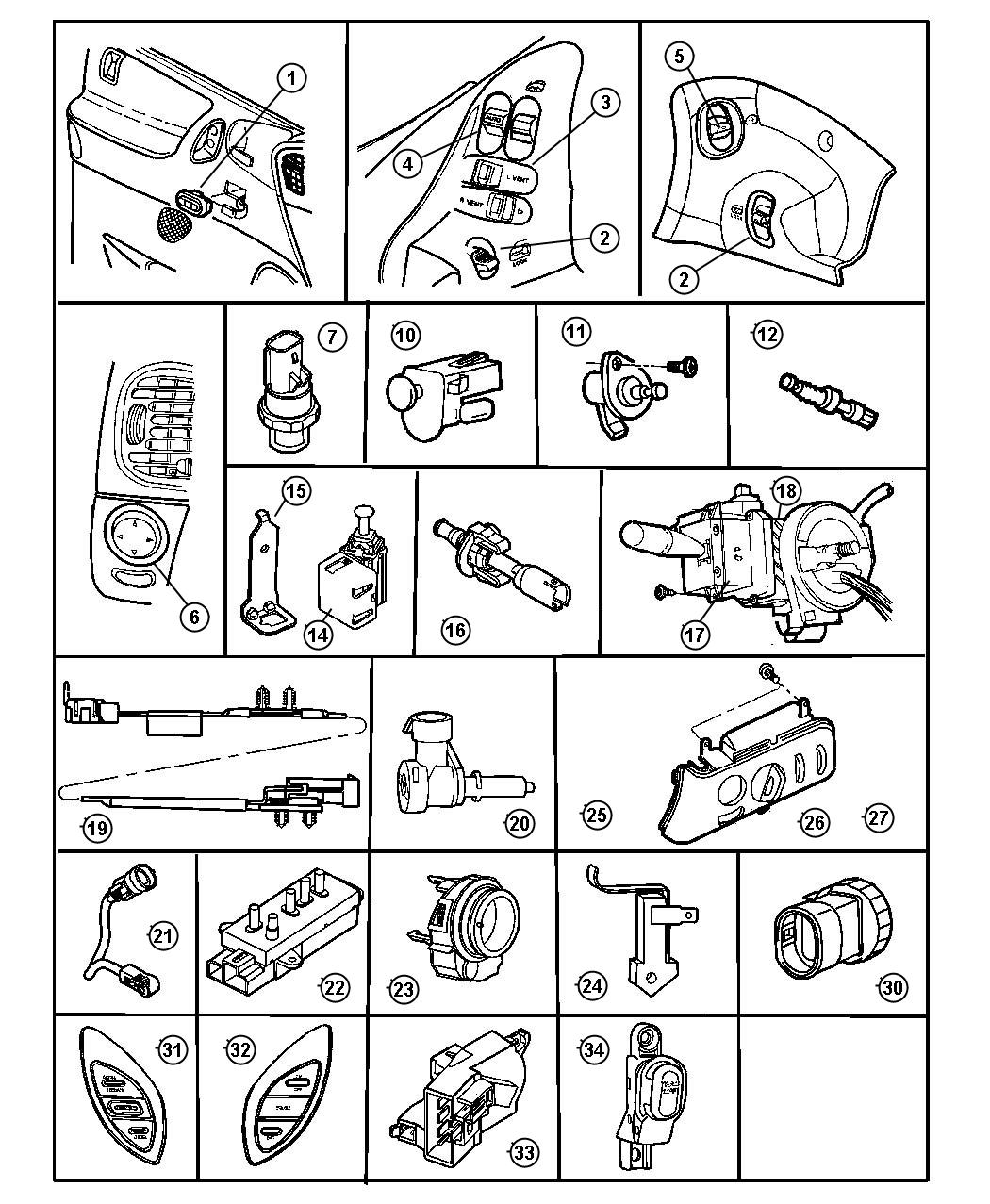 2000 chrysler grand voyager light switch