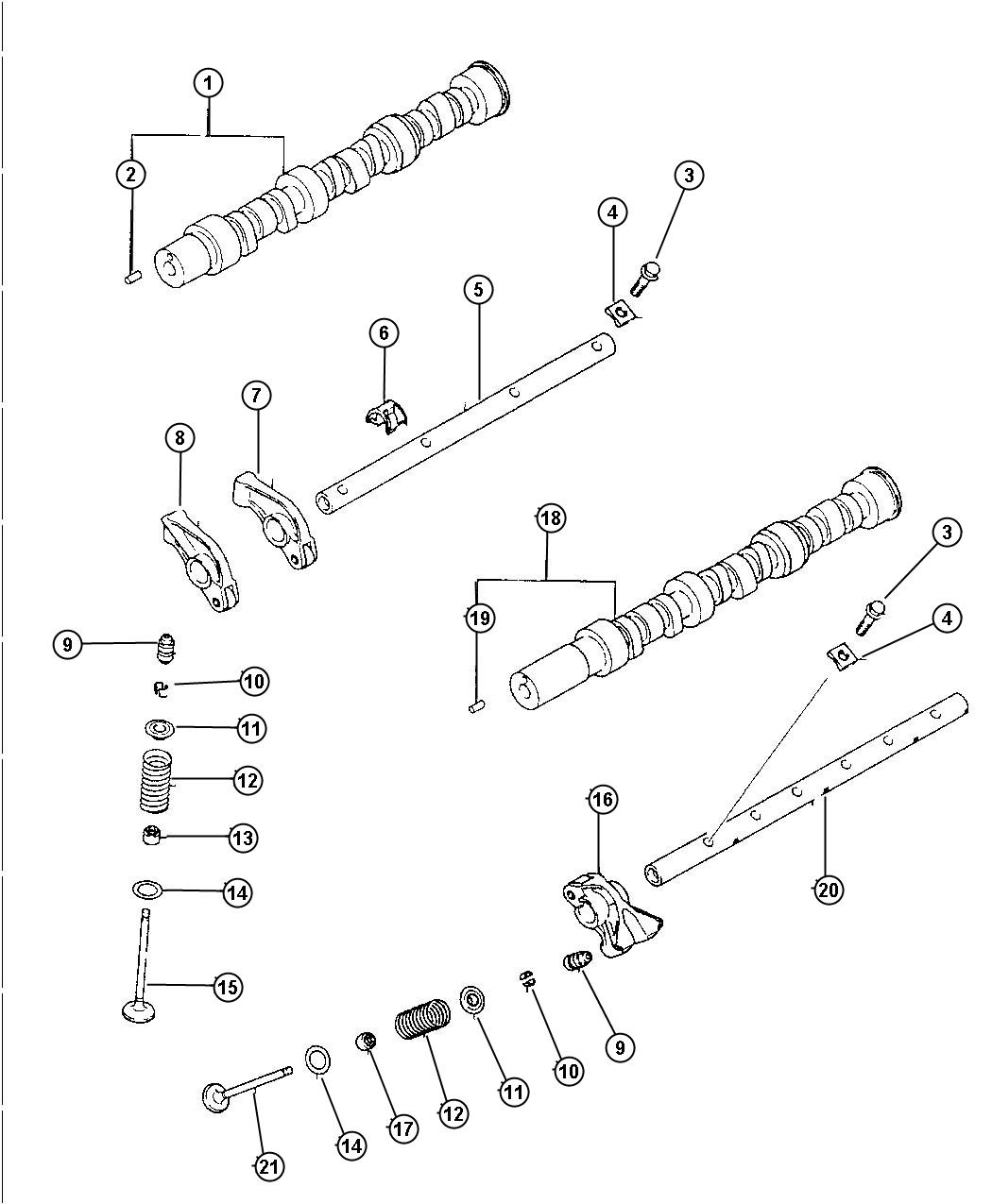 Camshaft And Valves 2.5L V-6 (EEB). Diagram