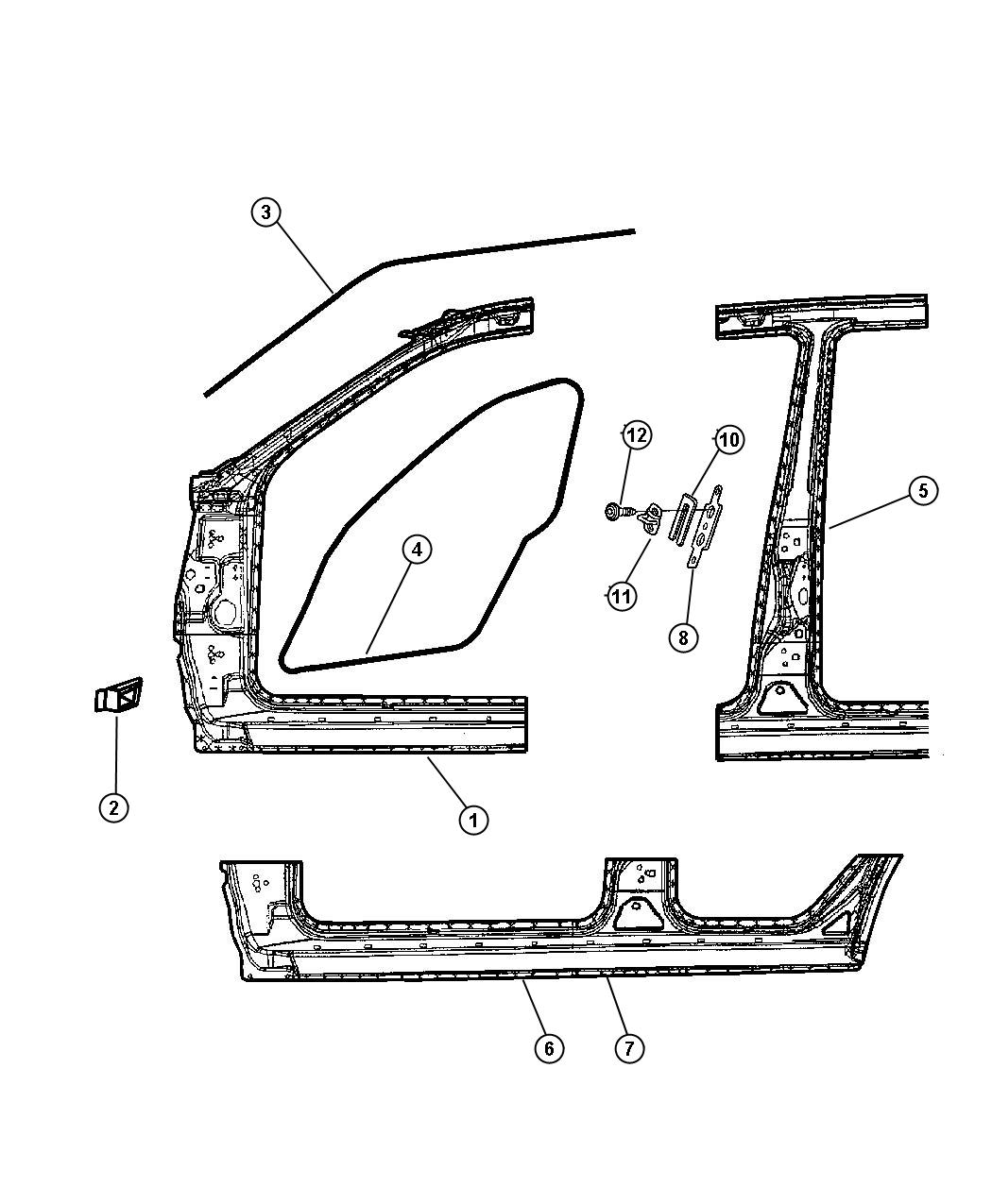 Diagram Panels, Body Side. for your Jeep Grand Cherokee  