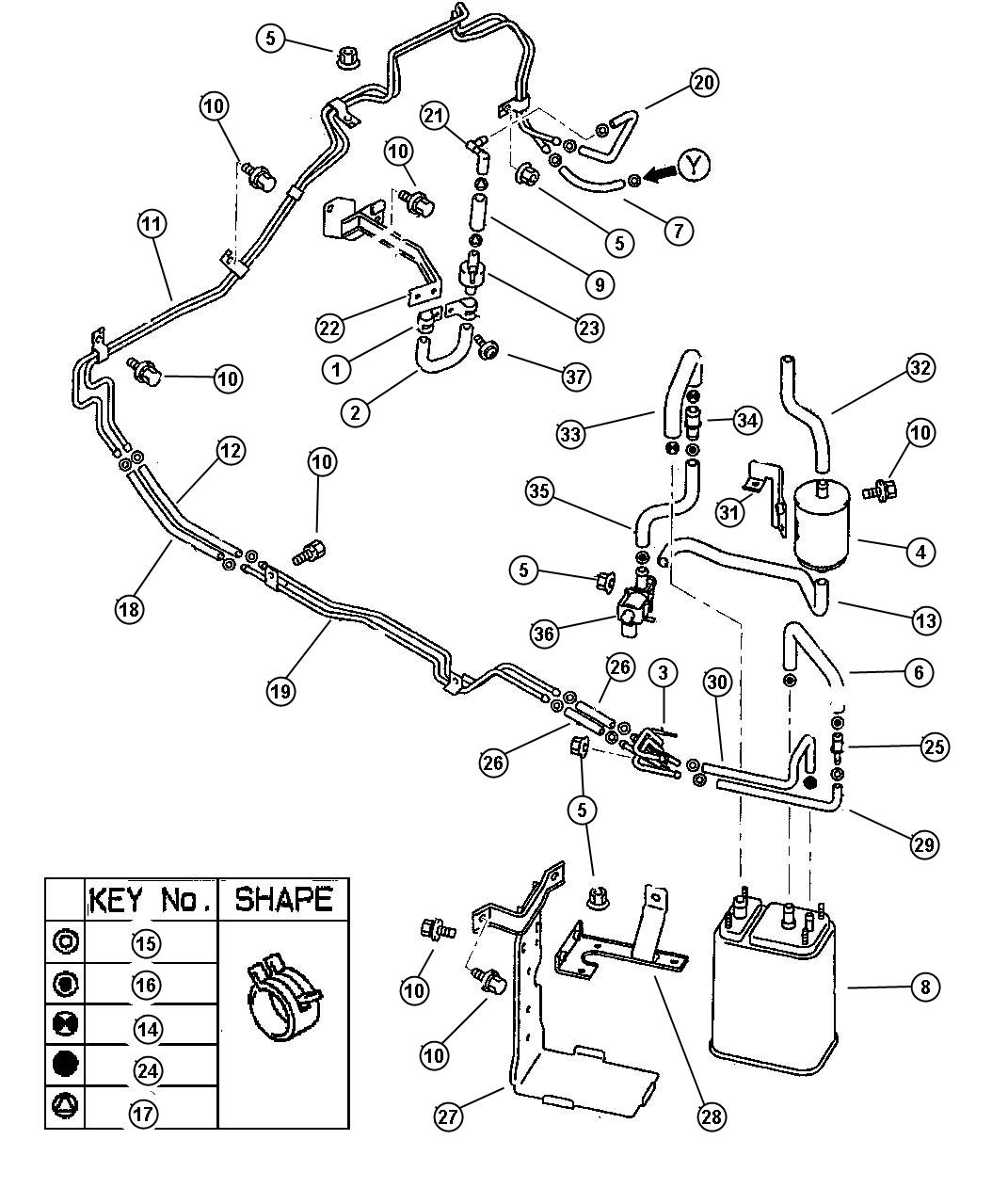 Diagram Fuel And Vapor Lines 2.0L With Return System Eagle Talon (1998. for your Dodge