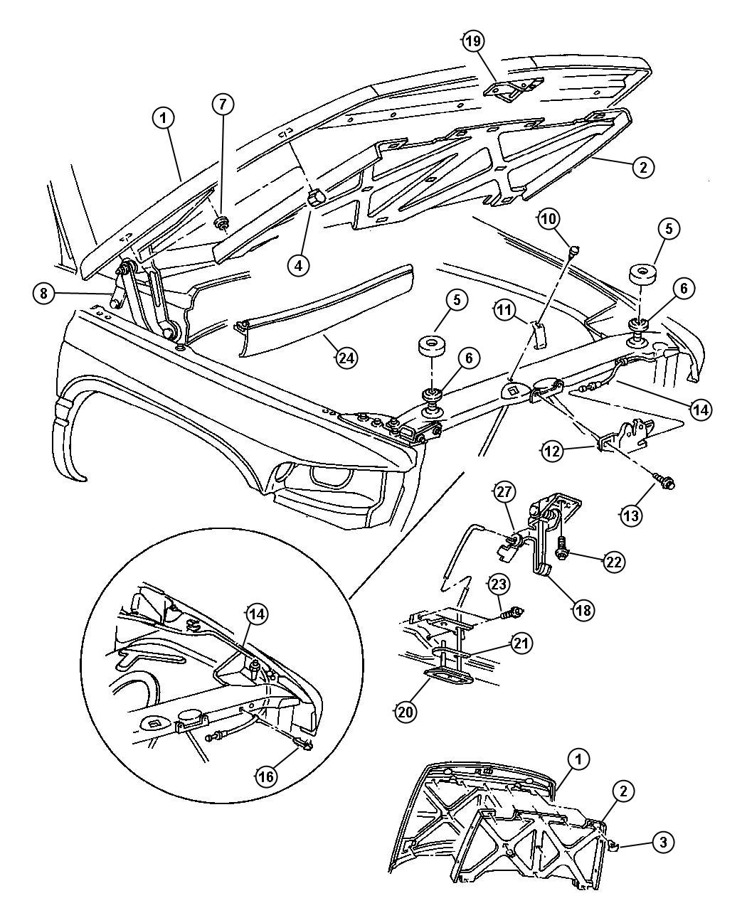 Hood and Hood Release. Diagram