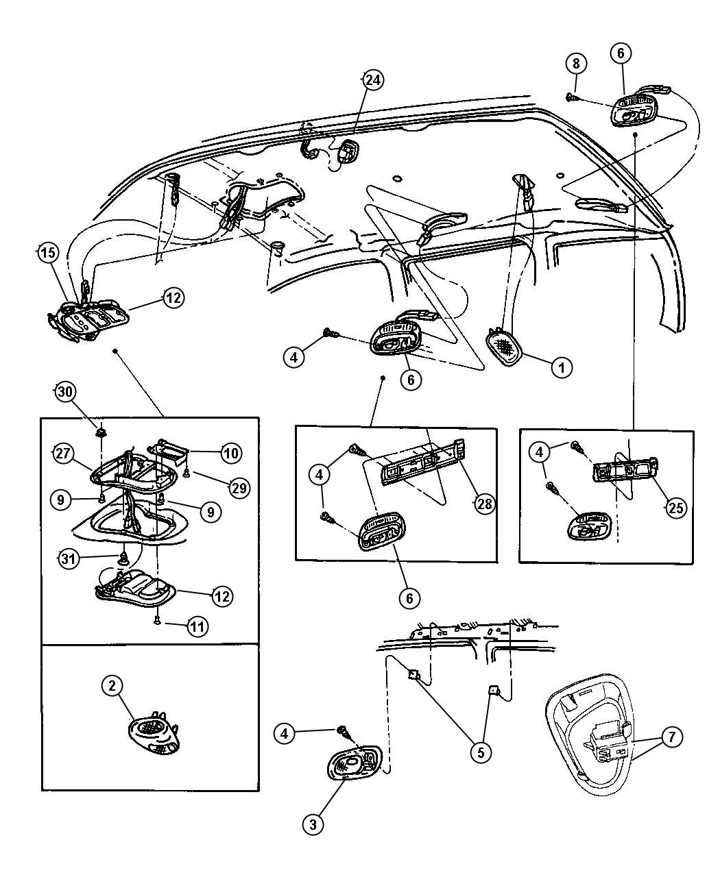 Diagram Lamps - Cargo - Dome - Courtesy - Reading. for your Chrysler