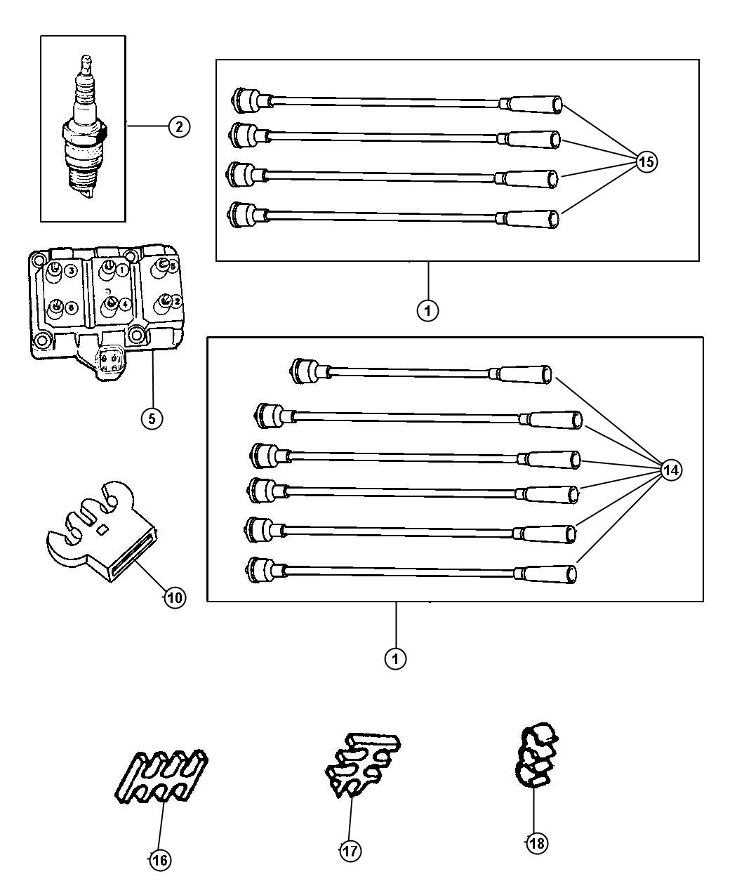 Diagram Spark Plugs - Cables - Coils. for your Dodge Grand Caravan  