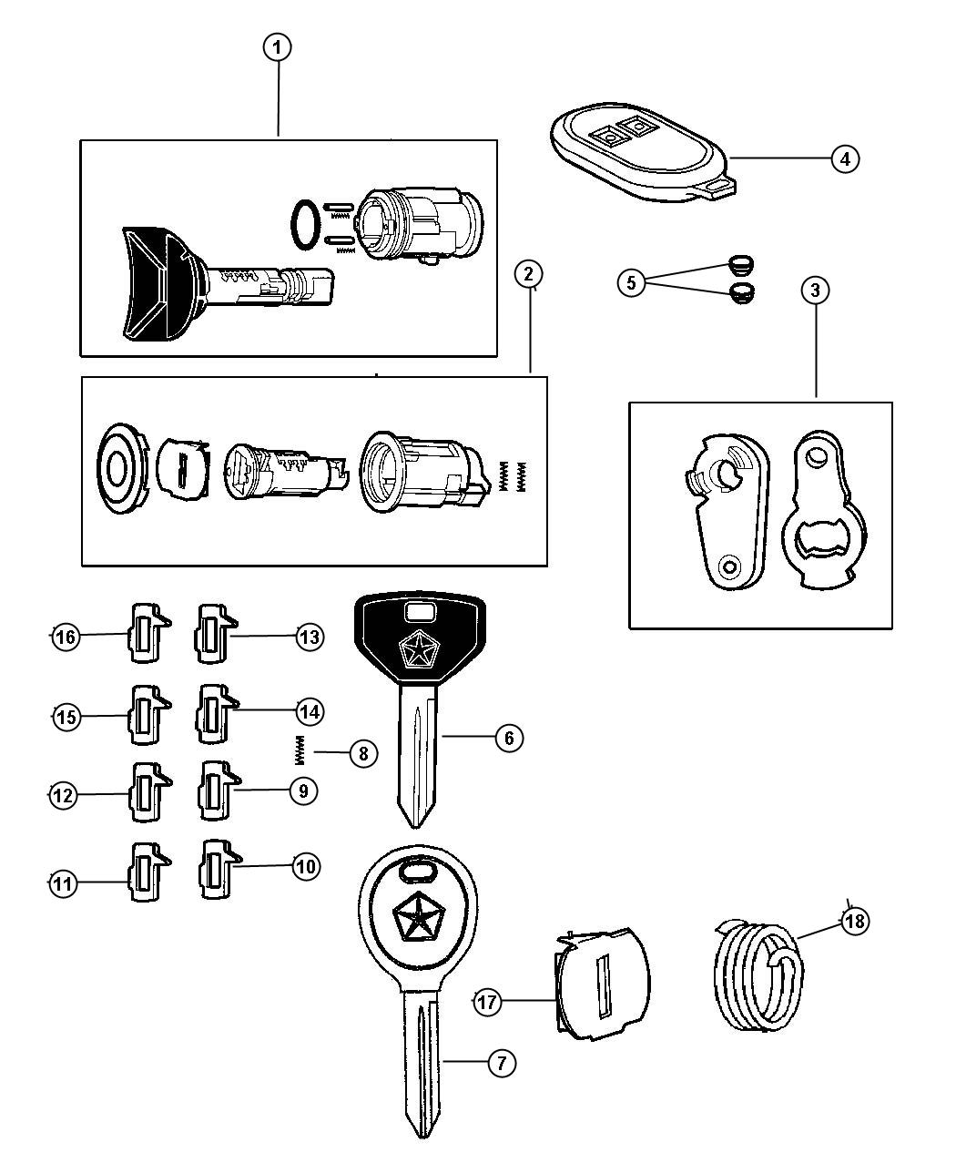 Diagram Lock Cylinder and Keys. for your 2013 Ram 1500   