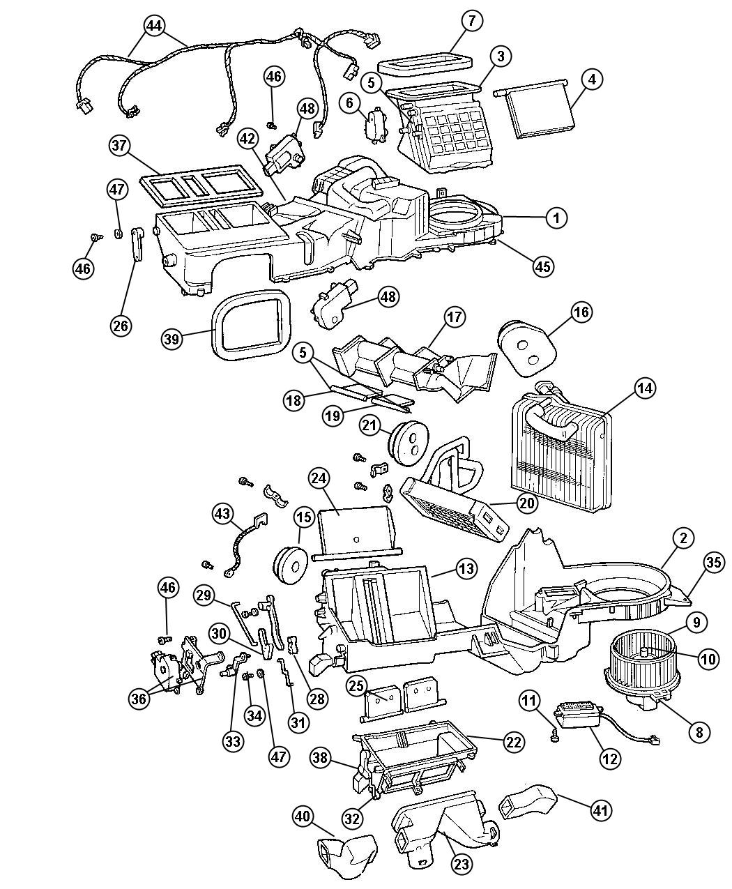 Diagram HEVAC with Auto Temp Control, LHD. for your Jeep Grand Cherokee  