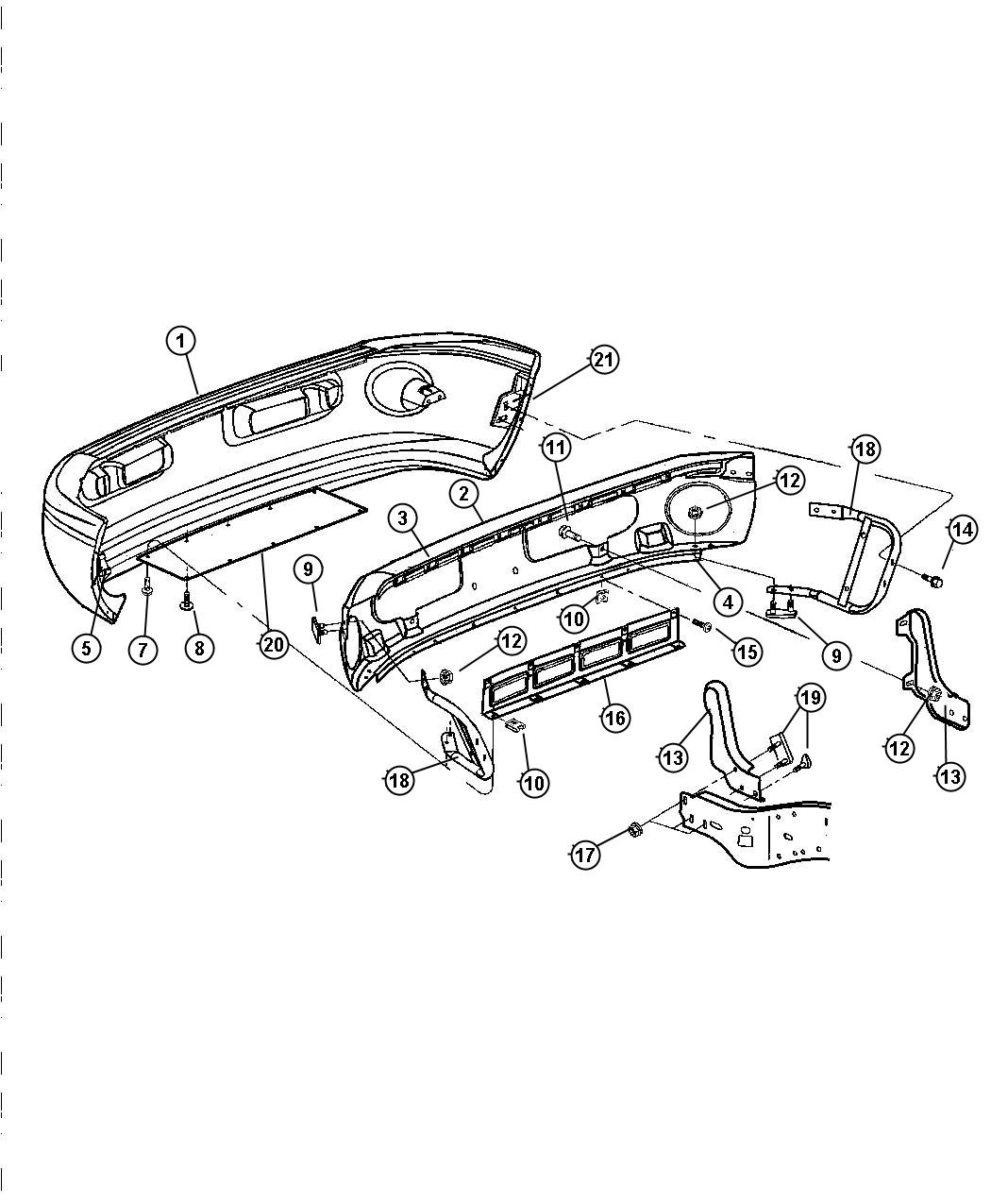 Diagram Bumper, Front, Sport. for your 2008 Dodge Ram 1500   