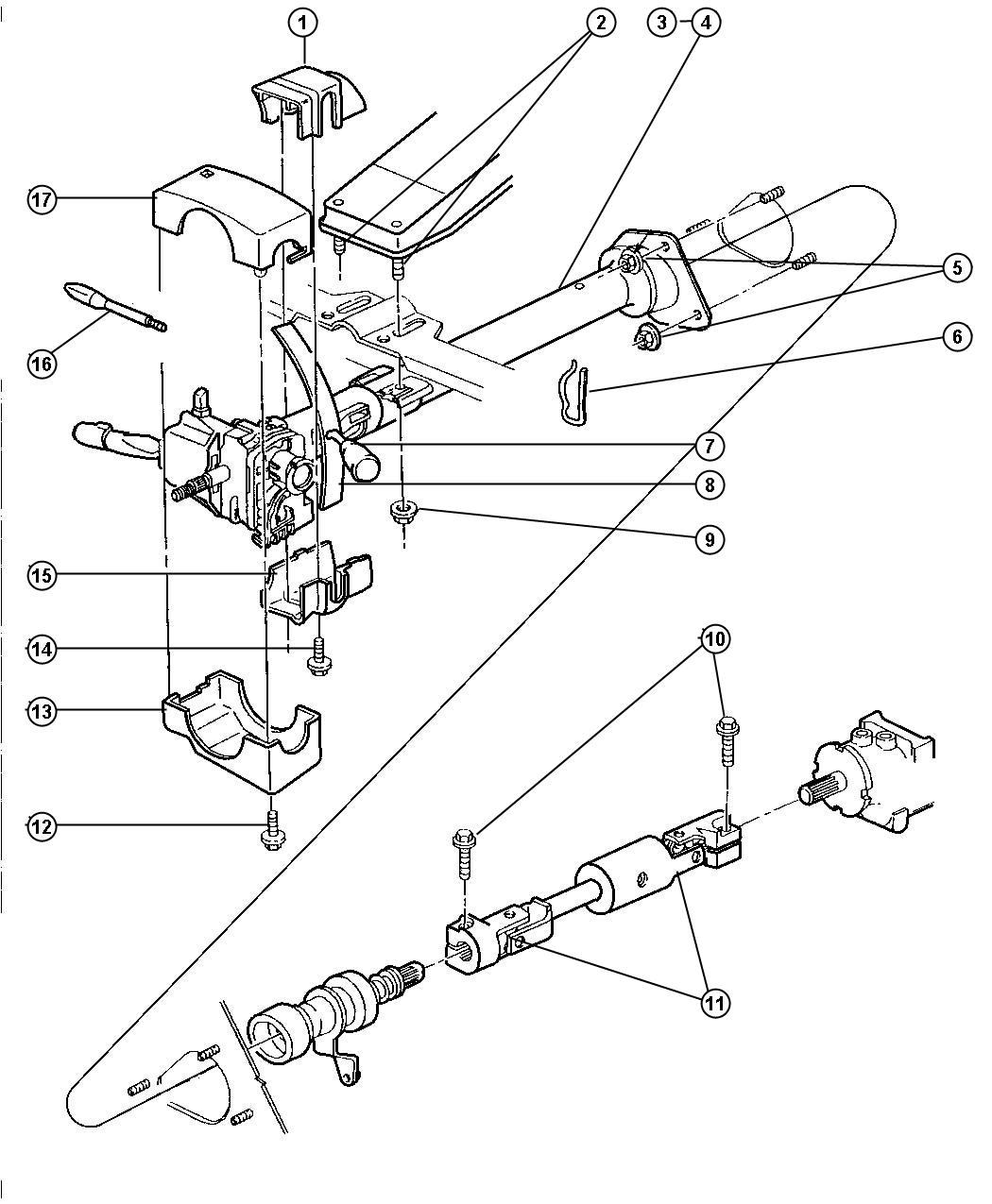 Column, Steering,Upper And Lower. Diagram