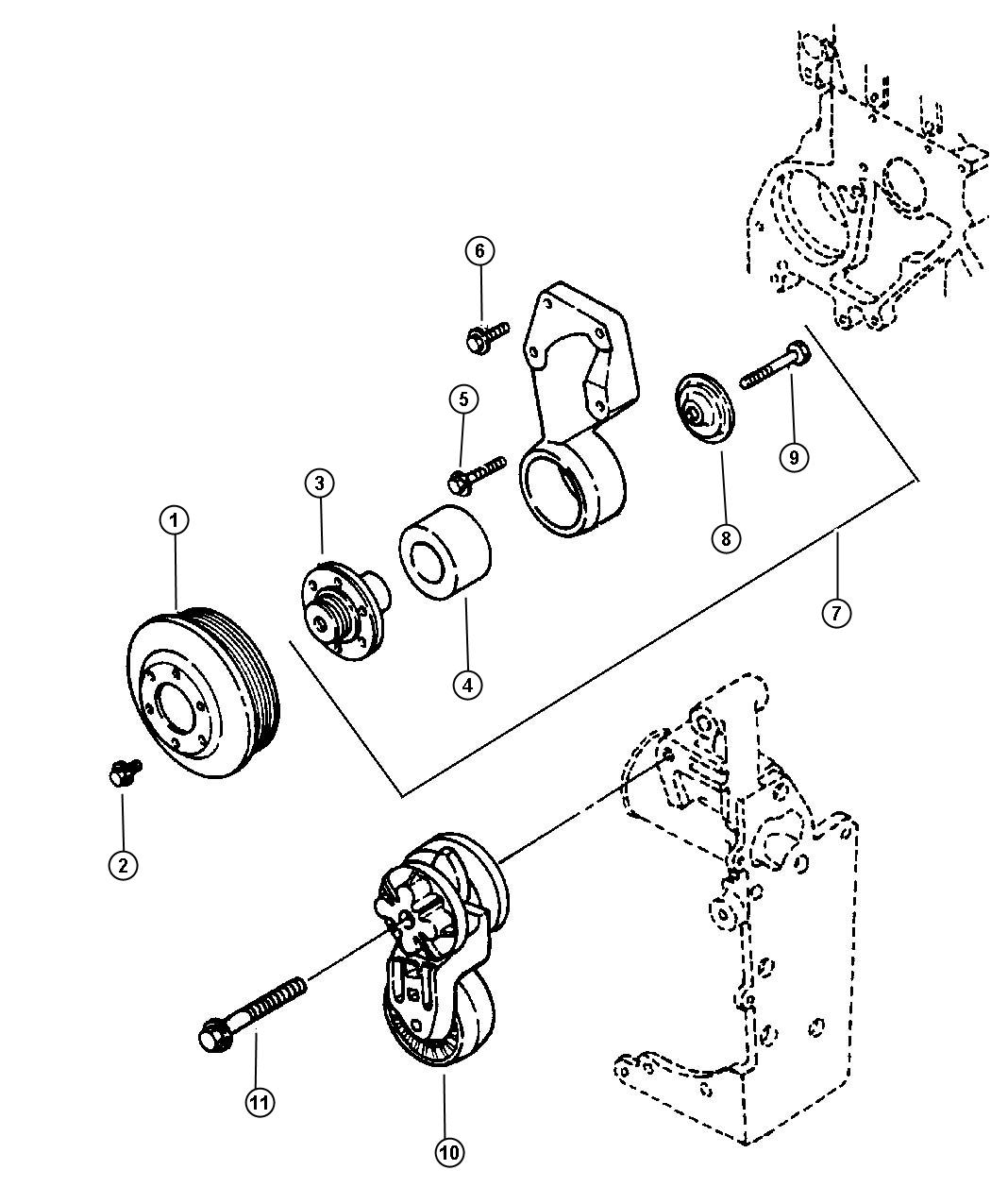 Diagram Drive Pulleys, Eclipse Diesel Engine ETB. for your 1998 Dodge Ram 2500   