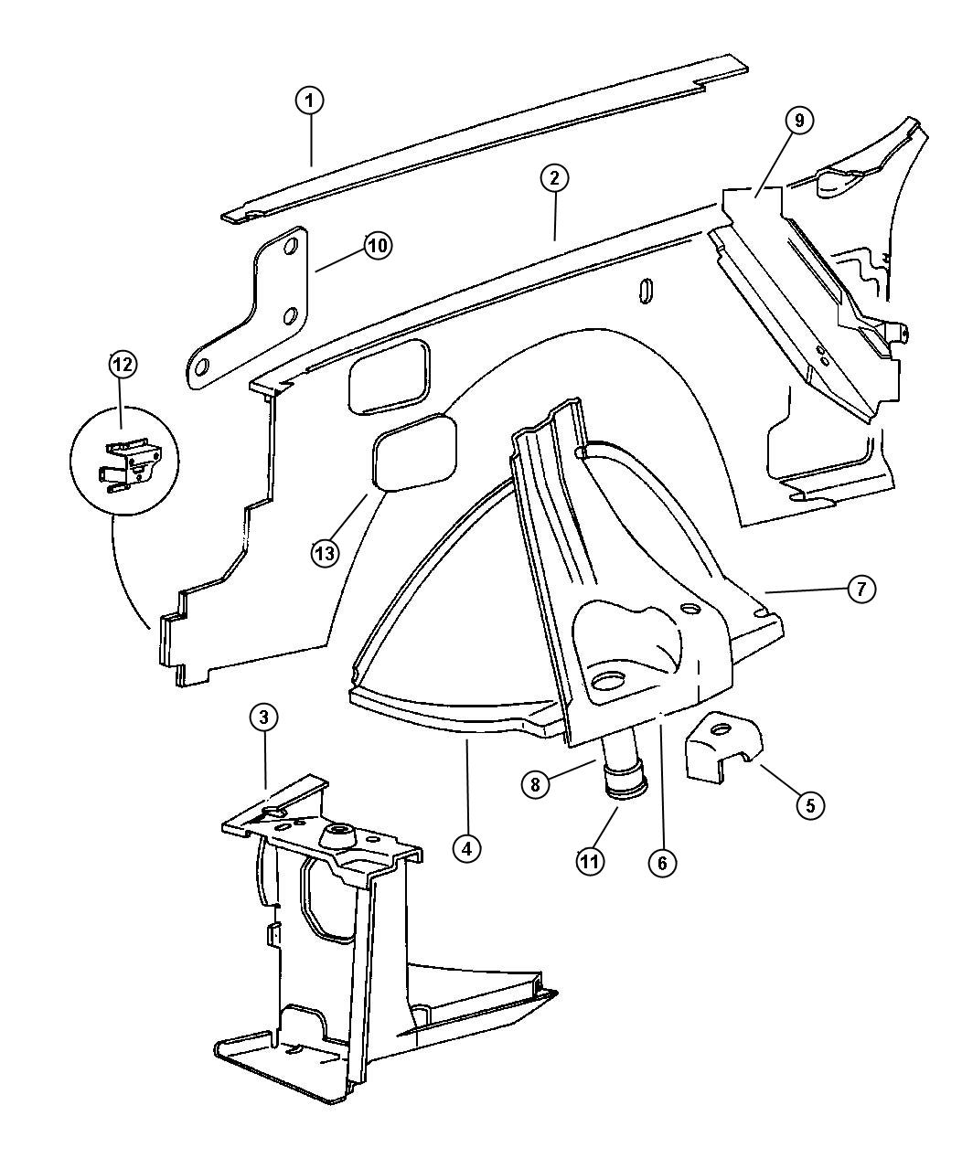 Panels, Front End Inner And Wheelhouse. Diagram