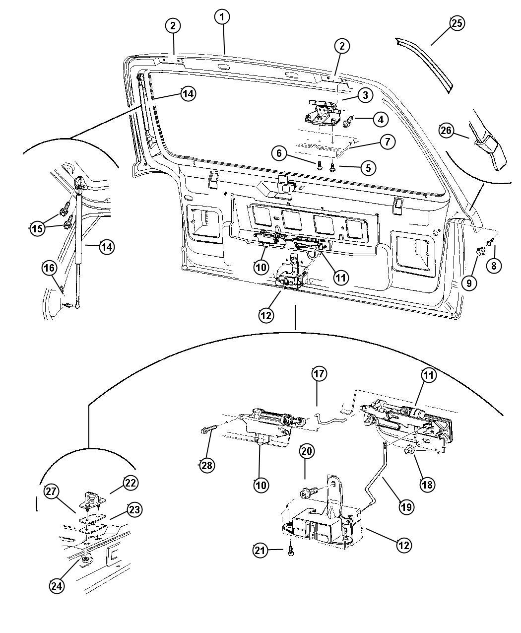 1998 Jeep Grand Cherokee Latch. Liftgate. W/o flipper 04883254