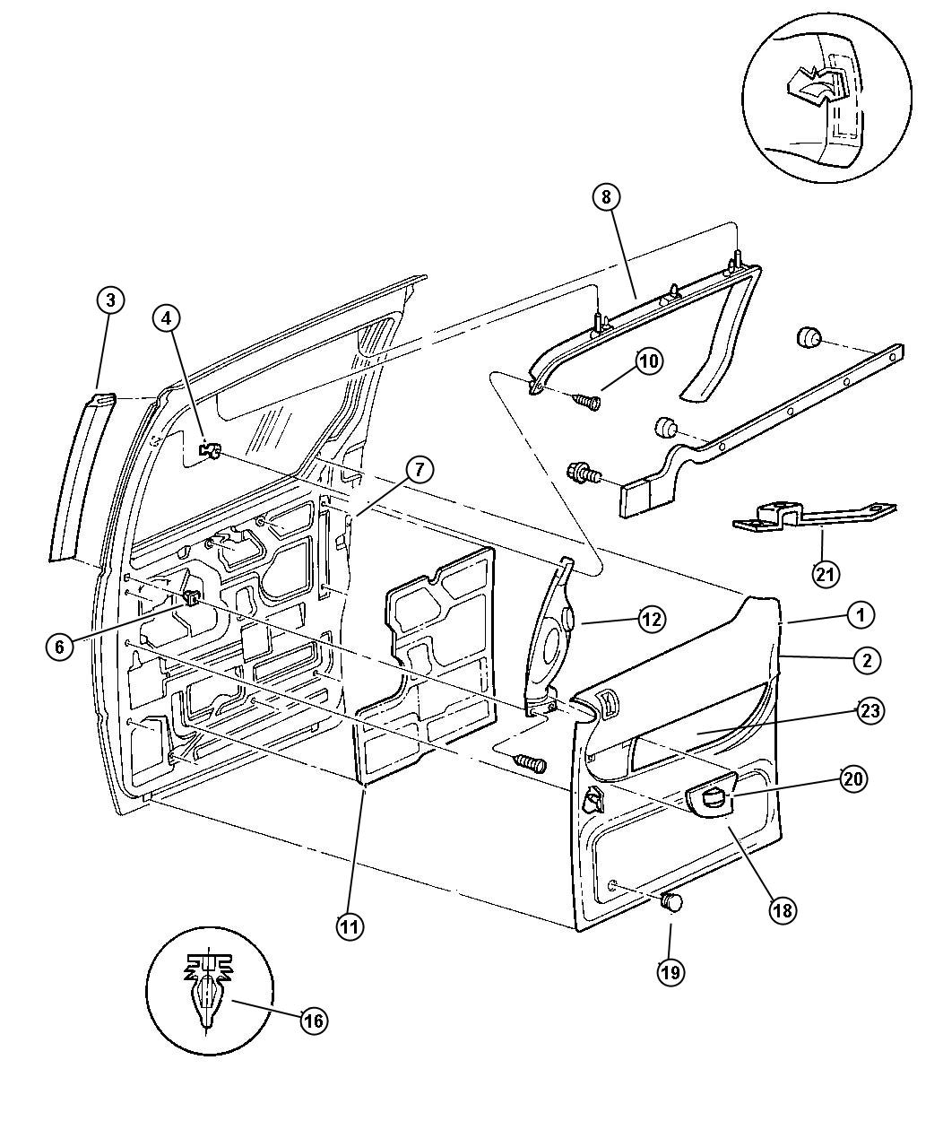 Diagram Door Panel - Rear Sliding. for your Dodge Grand Caravan  