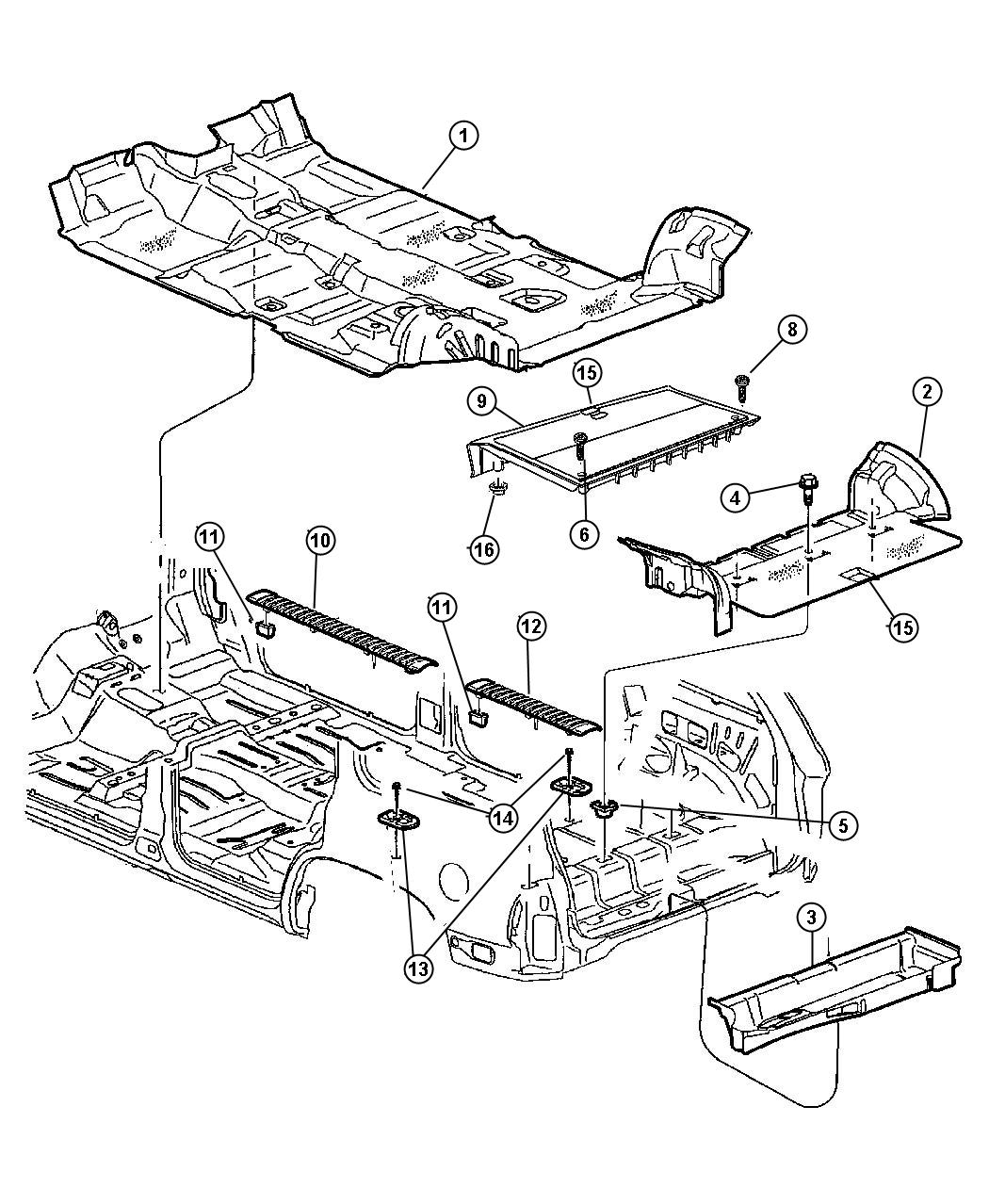 Diagram Carpet And Scuff Plates. for your Chrysler 300  M