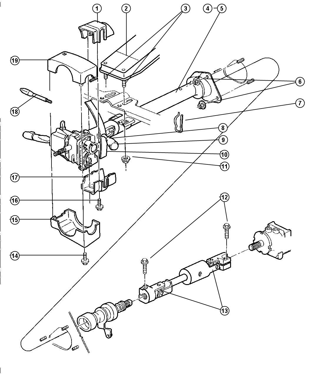 Column, Steering,Upper And Lower. Diagram