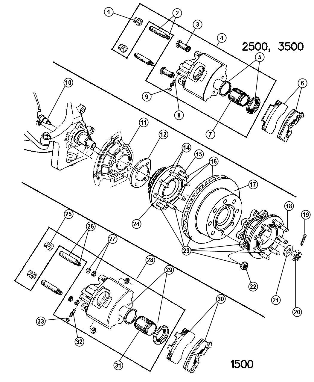 Diagram Brakes,Front,BE 6,7,8. for your Dodge Ram 2500  