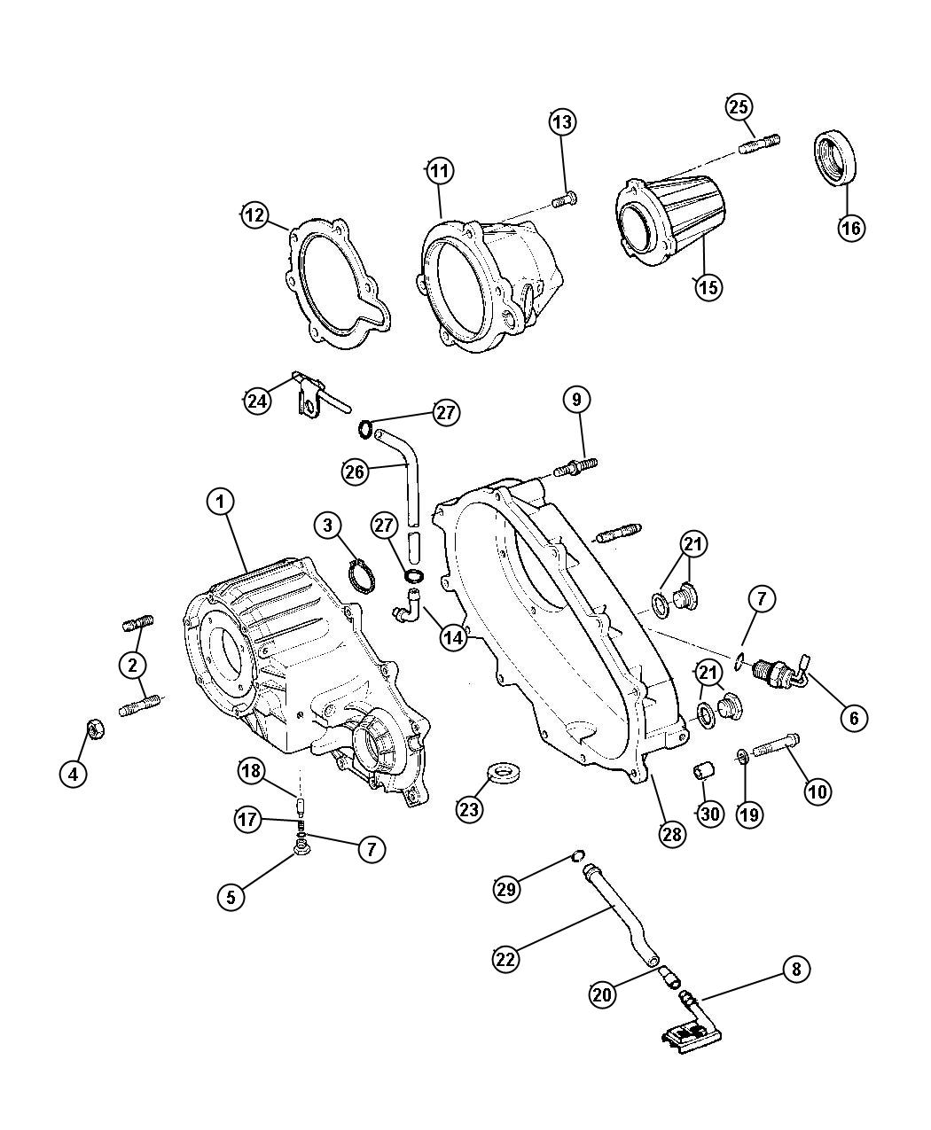 Diagram Case and Related Parts [Shift-on-the-Fly,231HD Transfer Case]. for your Dodge Ram 3500  