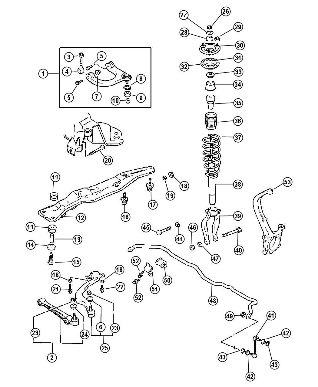 Diagram Suspension, Front And Strut Spring. for your 2003 Chrysler 300  M 