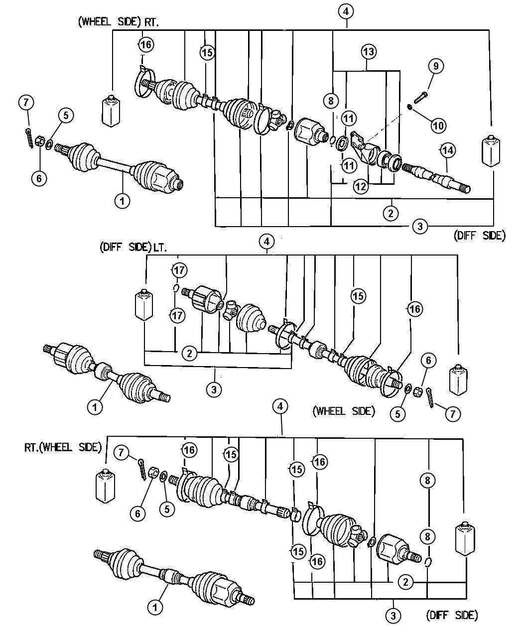 Diagram Shaft, Front Drive, Avenger, Sebring (FJ22). for your Chrysler