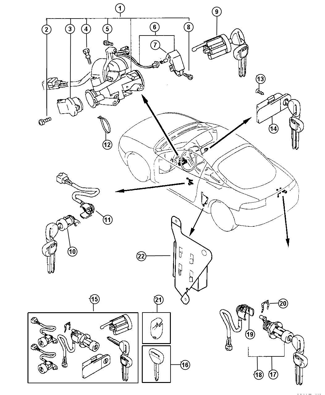 Diagram Lock Cylinder and Keys. for your Dodge