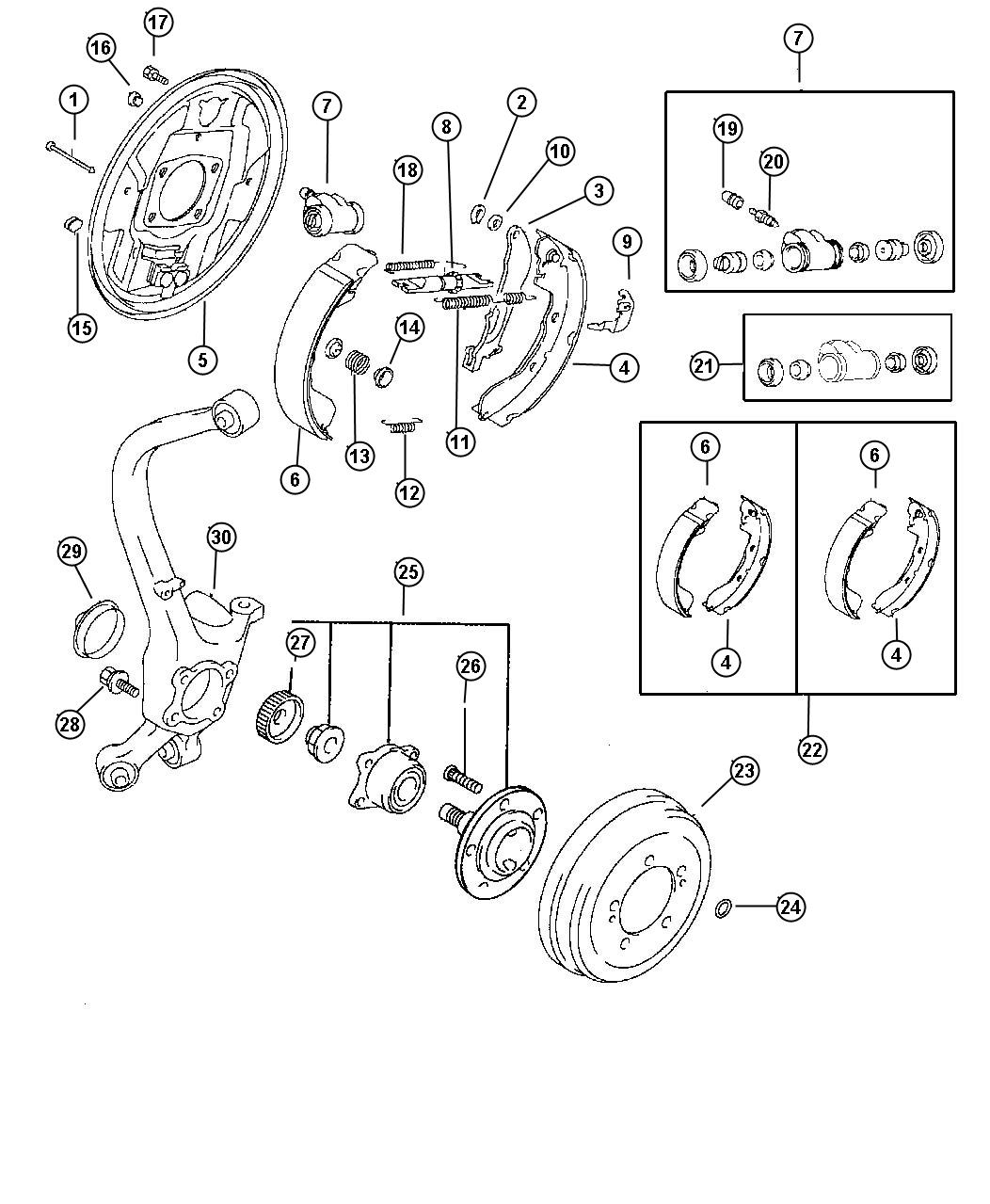 Diagram Brakes, Rear Drum. for your Chrysler