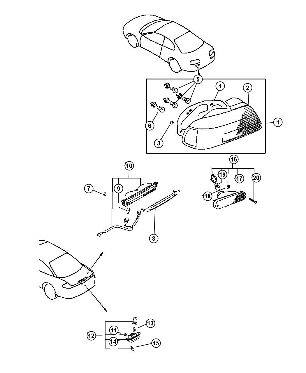 Diagram Lamps, Rear - Sebring. for your Chrysler