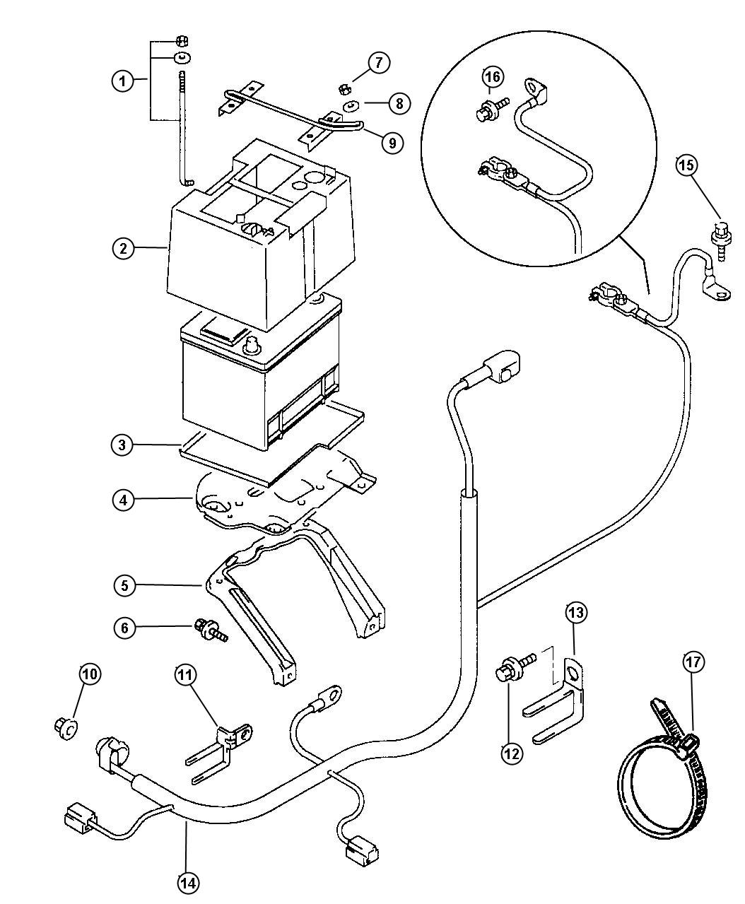 Battery Tray and Cables. Diagram