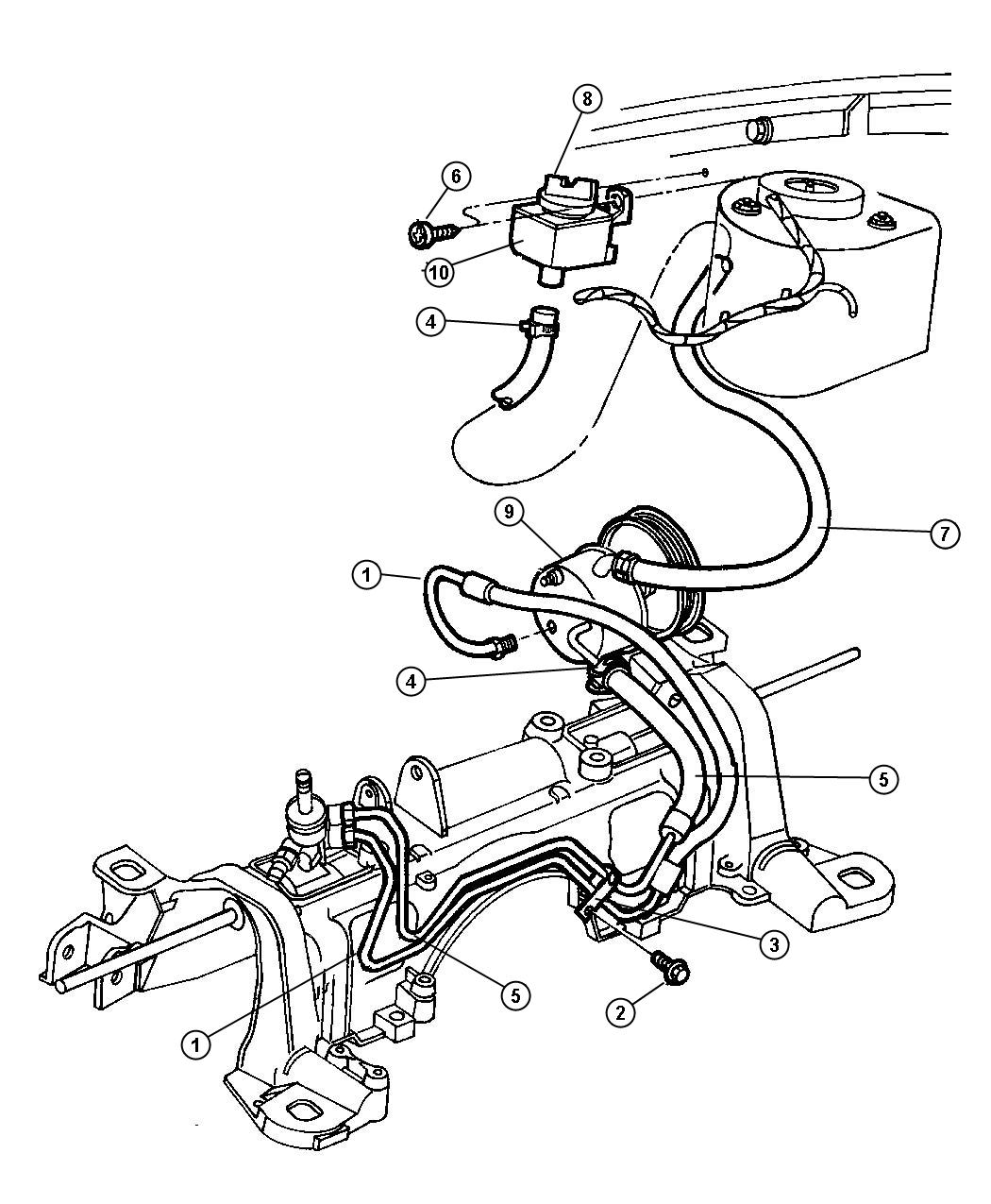 Diagram Hoses, Power Steering , NS Body. for your Dodge Grand Caravan  