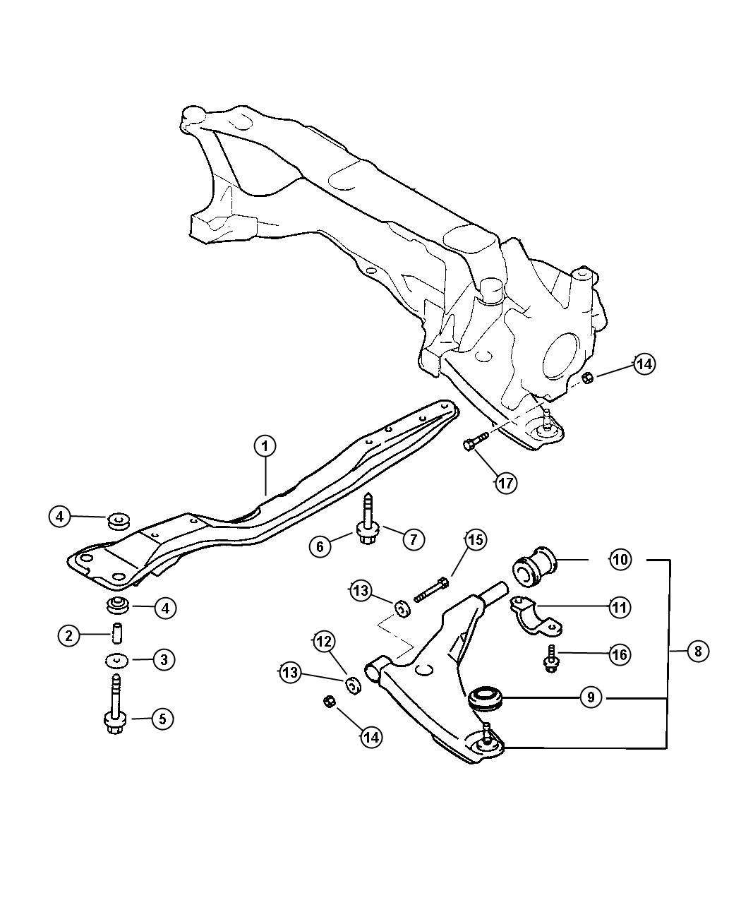 Diagram Front Suspension Arm and Related Parts. for your Chrysler